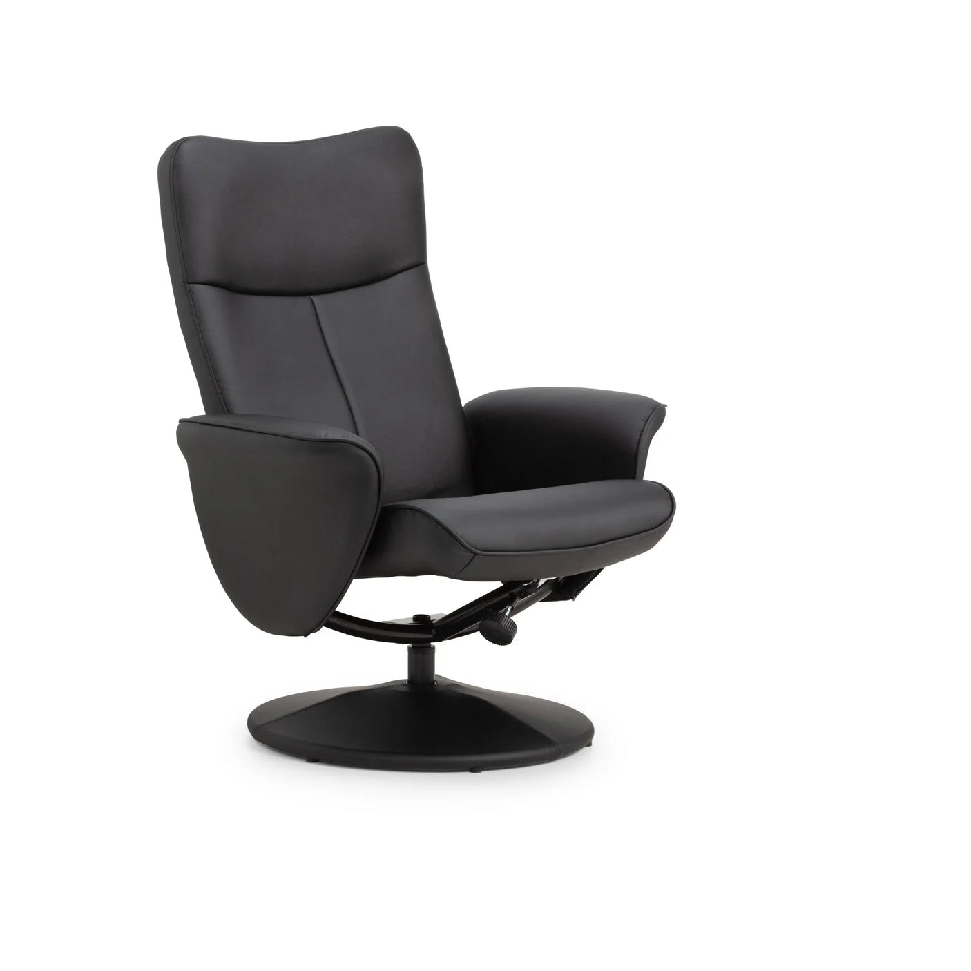 Lugano Recliner And Stool With Covered Base - Black - LUG001