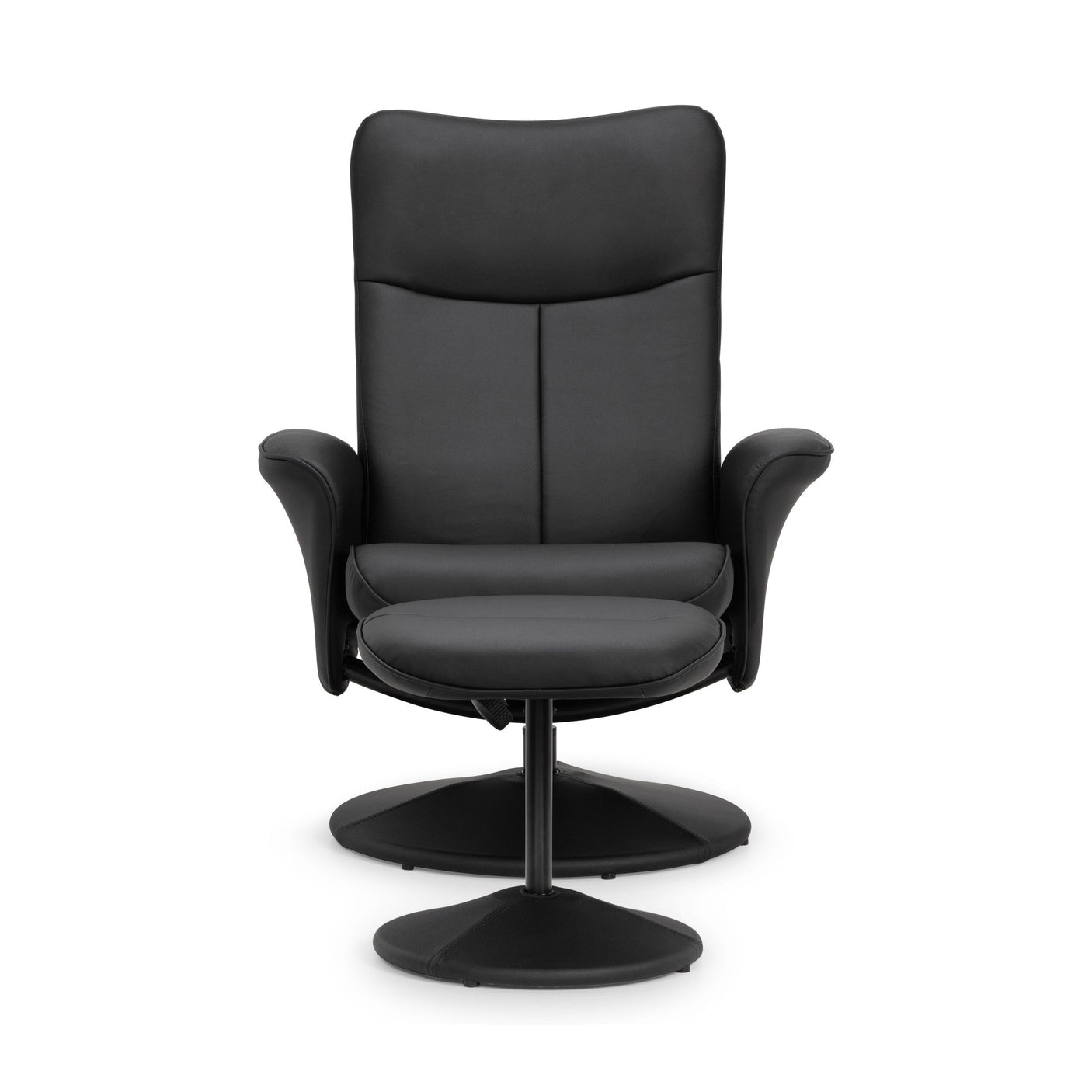 Lugano Recliner And Stool With Covered Base - Black - LUG001