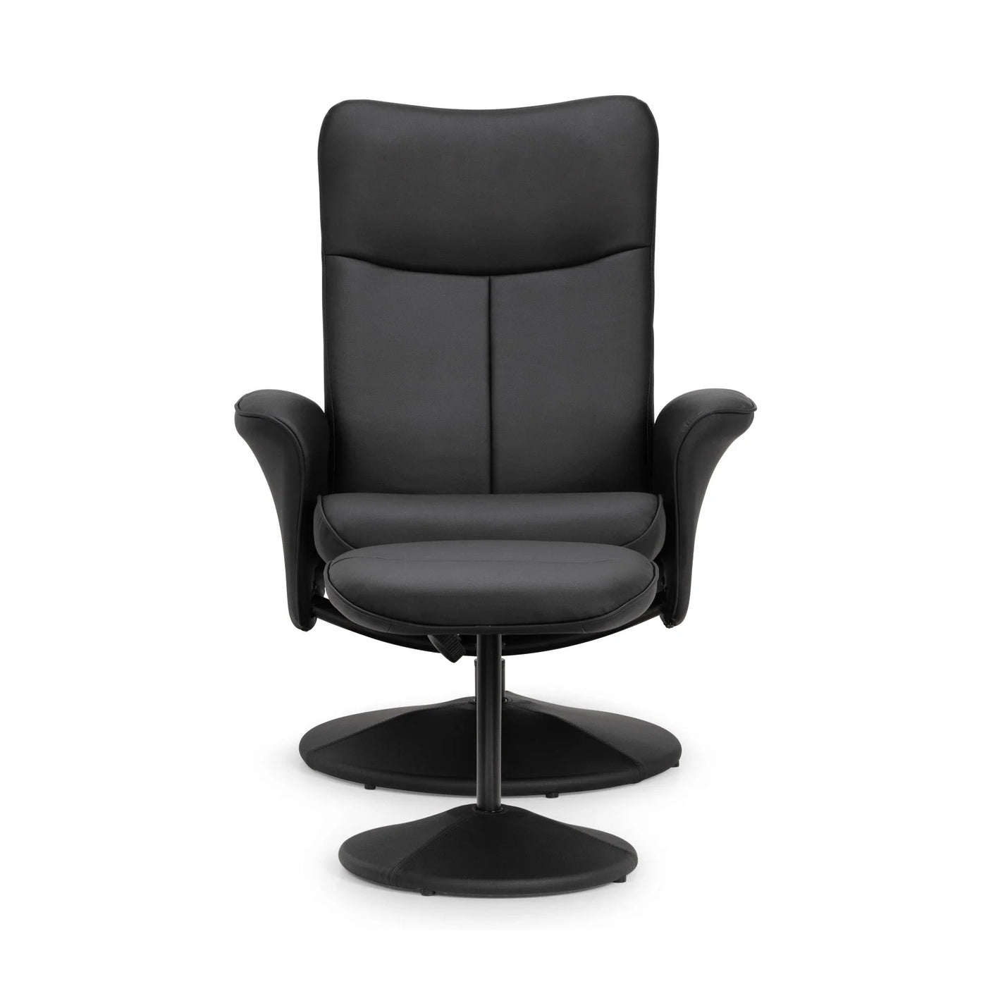 Lugano Recliner And Stool With Covered Base - Black - LUG001