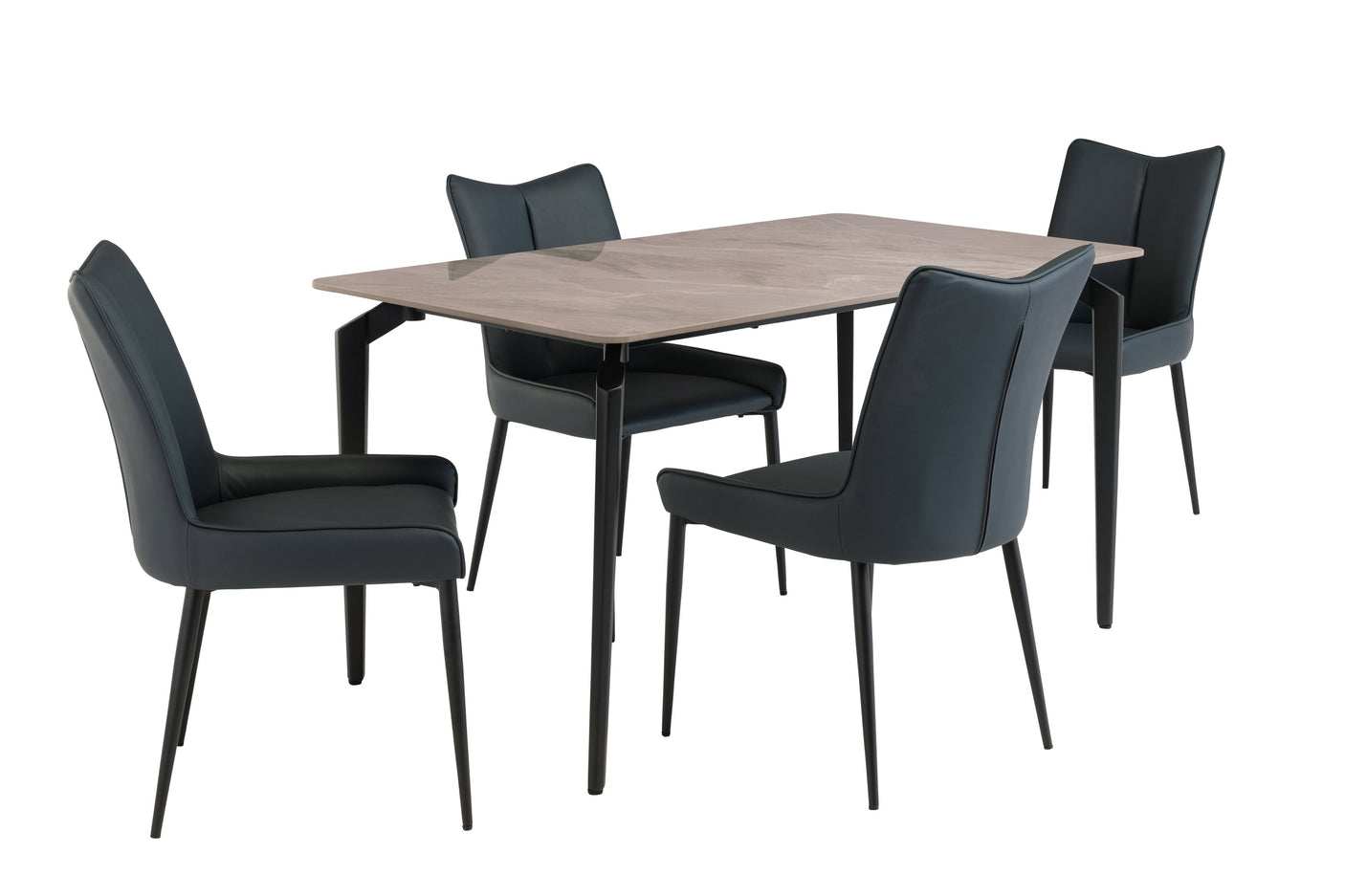 Teal Upholstered Dining Chair with Black Legs - Modern Design