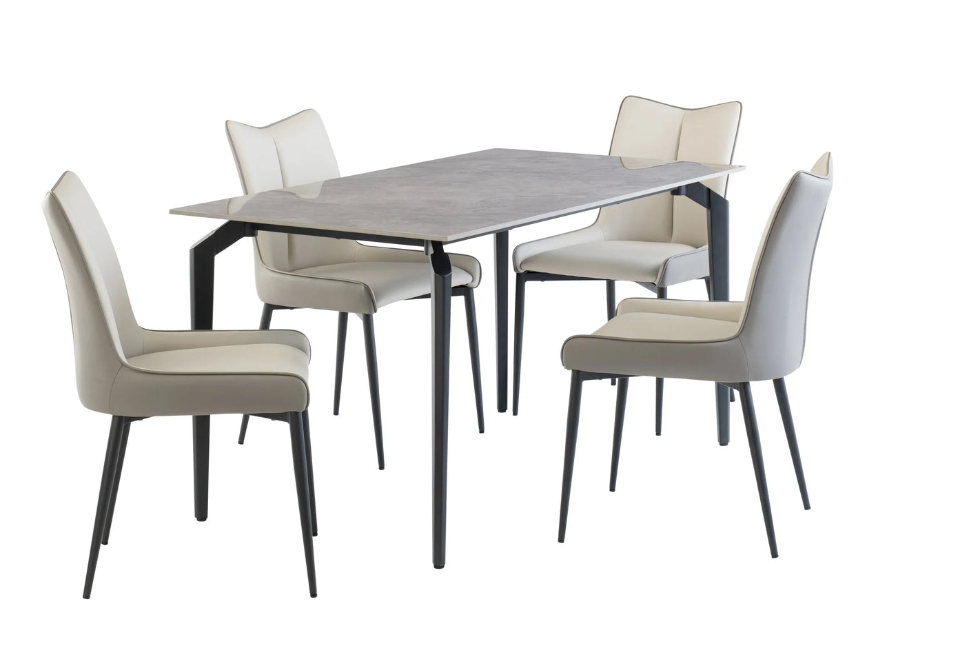 1.4m Marble Grey Dining Table with Black Legs - Stylish Modern Design