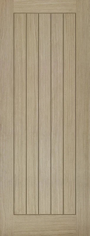 Light grey Belize internal door with vertical groove panel design and wood grain texture