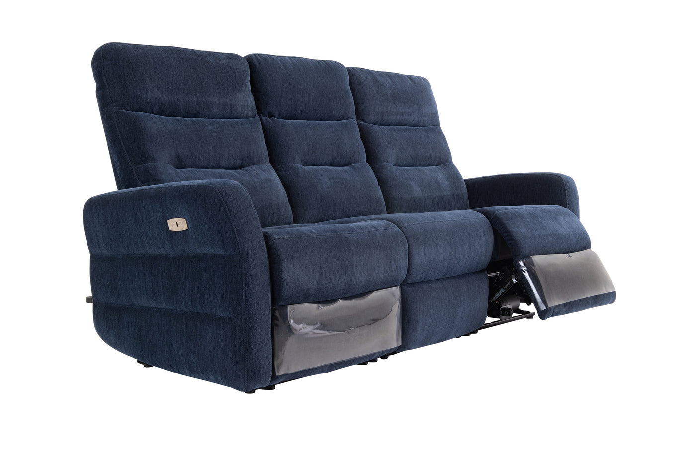 Luxurious Blue Leather Electric 3-Seater Recliner Sofa