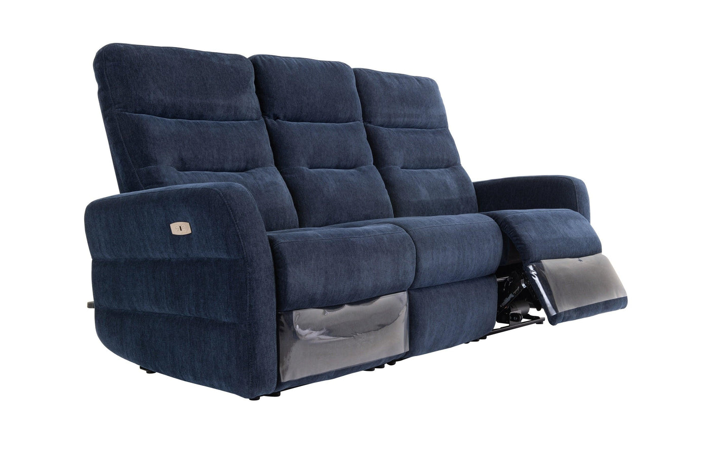 Luxurious Blue Leather Electric 3-Seater Recliner Sofa