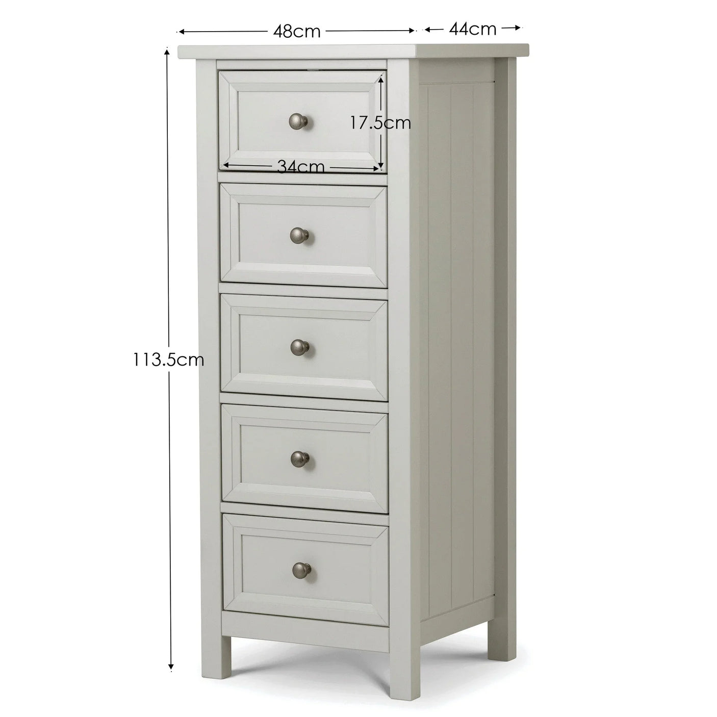 Maine 5 Drawer Tall Chest - Black - MAI154