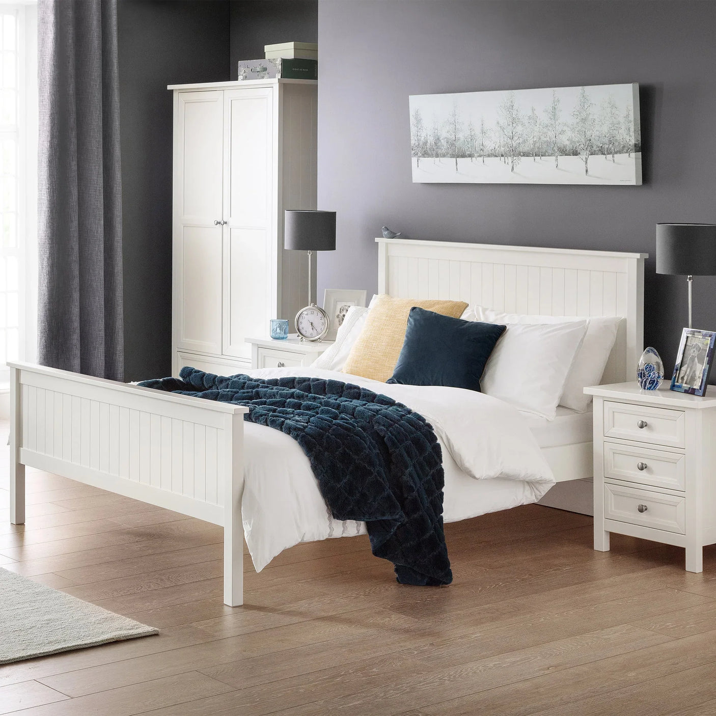 Maine 3 Door Combination Wardrobe - White - MAI107