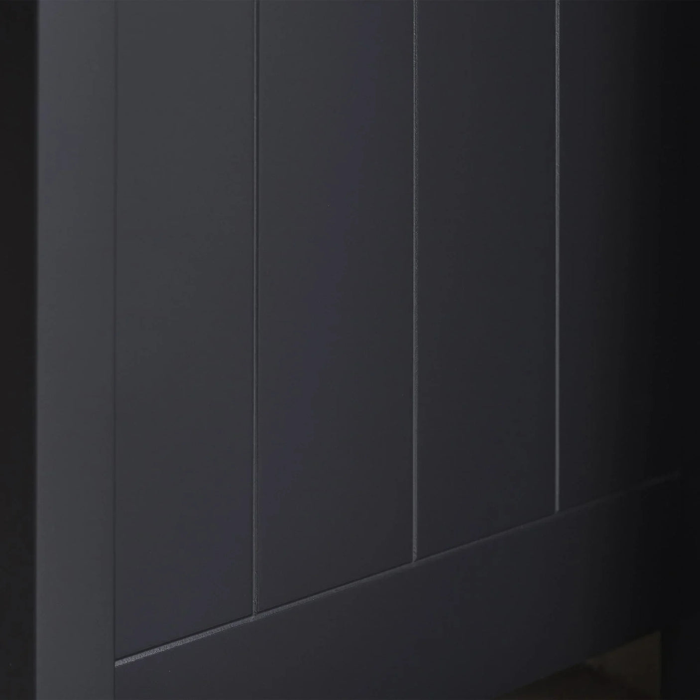 Anthracite 2 drawer chest close-up showing textured panel design and dark finish