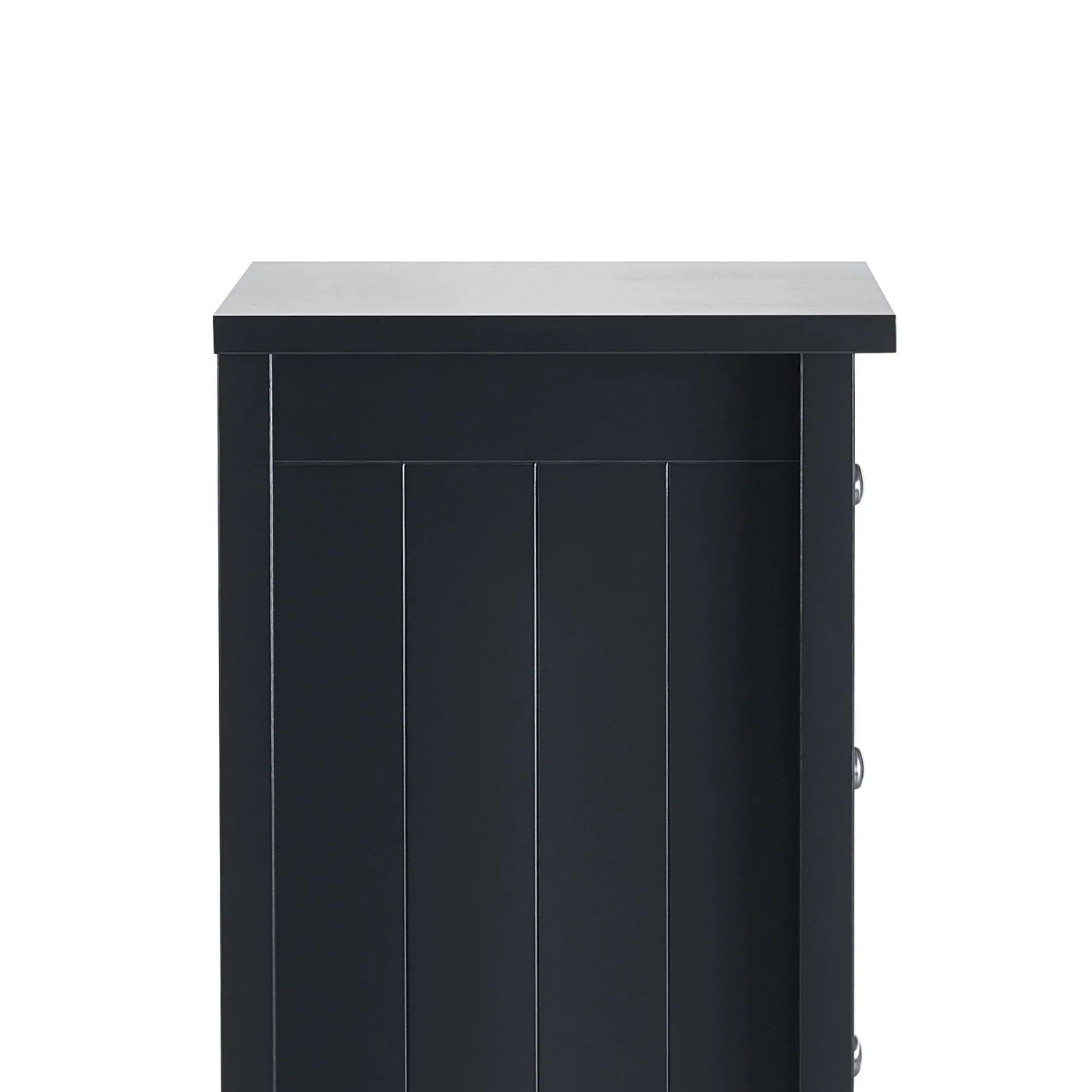 Anthracite five drawer tall chest side panel with grooved wood detail