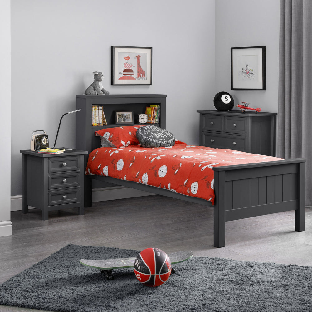 Maine Bookcase Bed - Grey / Single - MAI013
