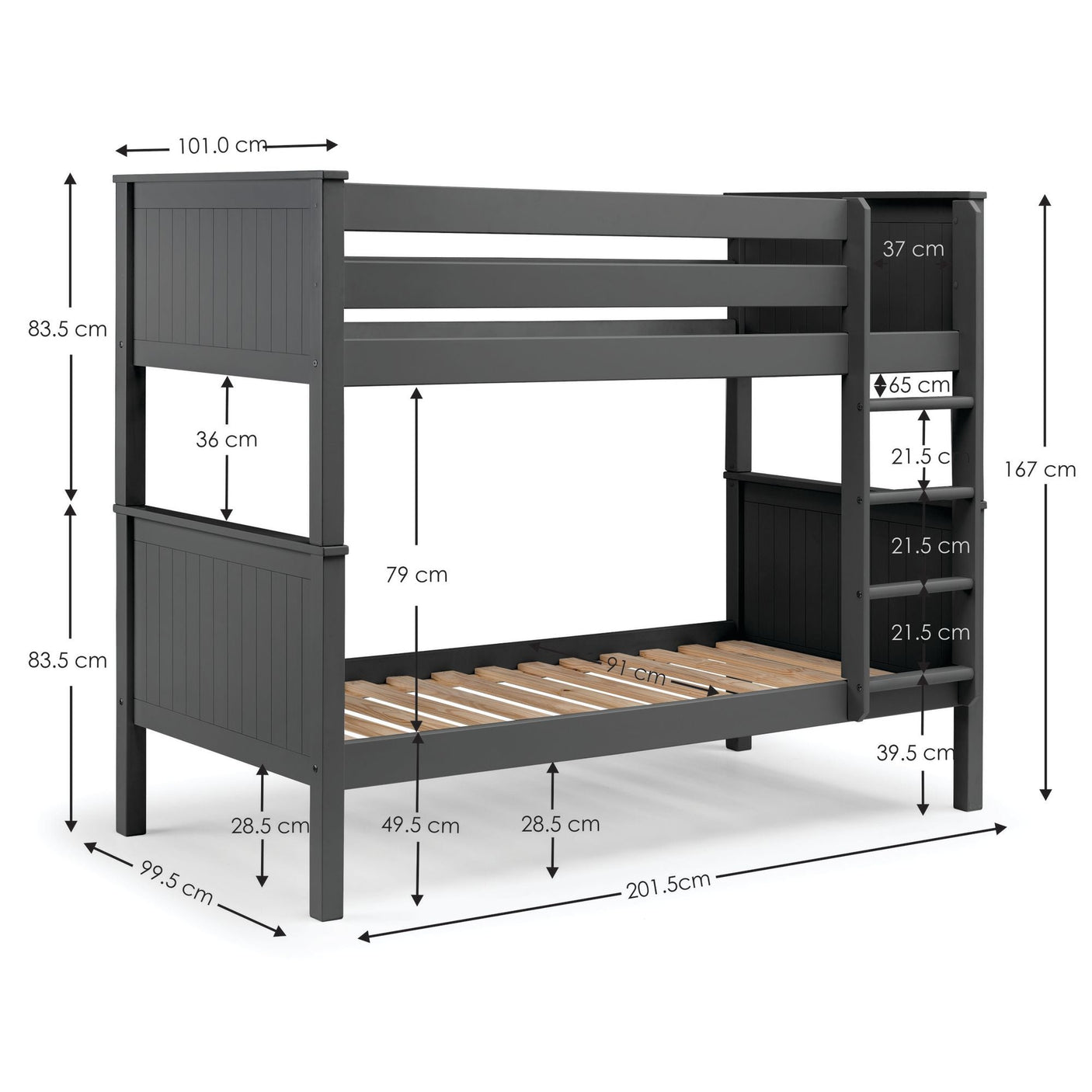 Maine Bunk Bed - Grey - MAI016