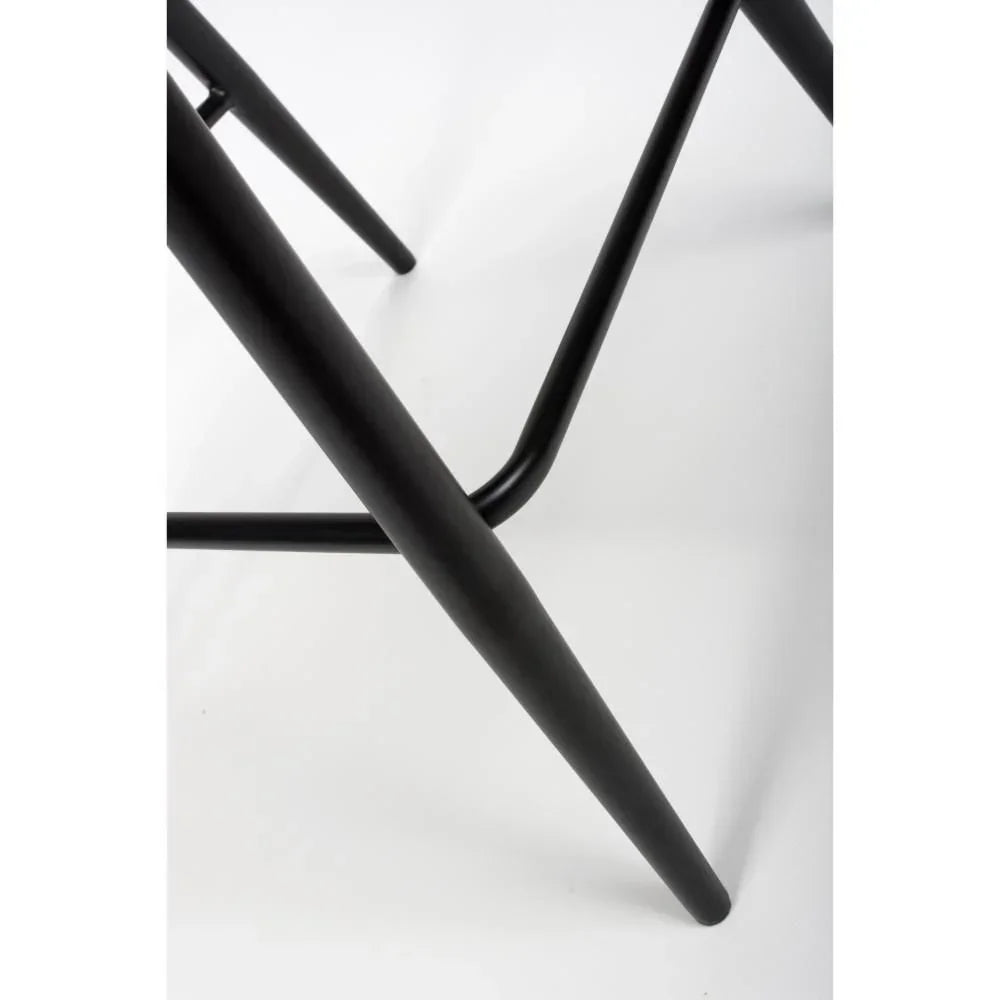 Black metal chair legs with angled tubular design on white background