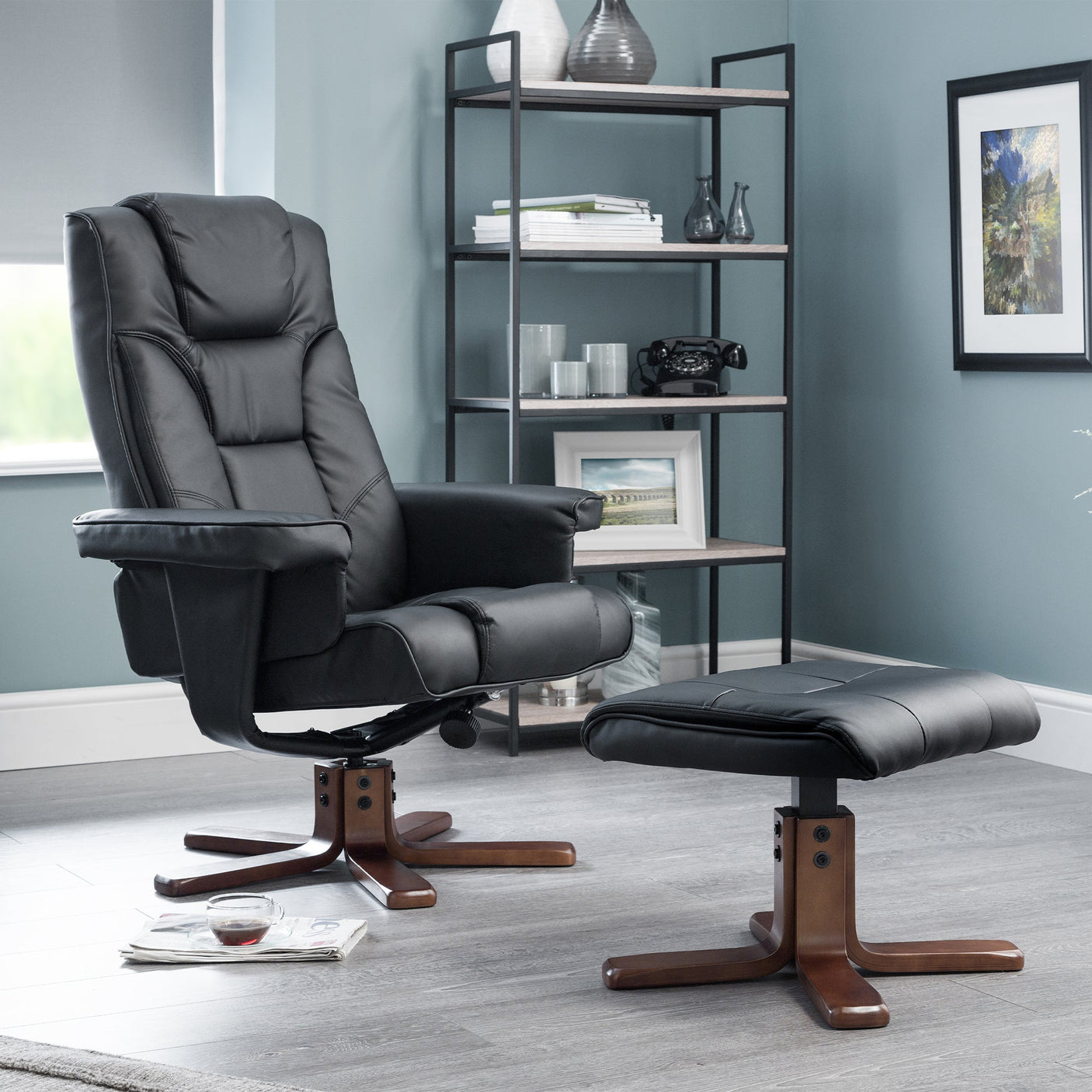 Malmo Swivel Recliner And Stool - Brown - MAL001