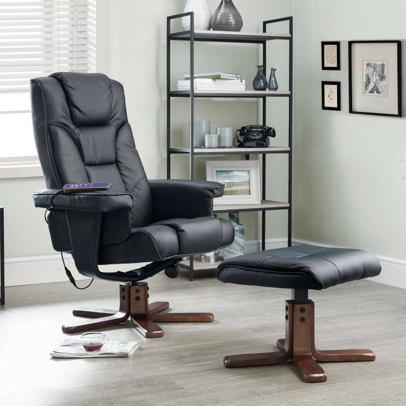 Malmo Massage Recliner And Stool - Black - MAL006