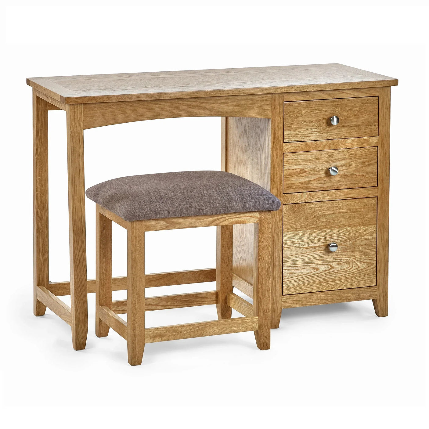 Mallory Single Dressing Table and Stool - Light Brown - MAL259