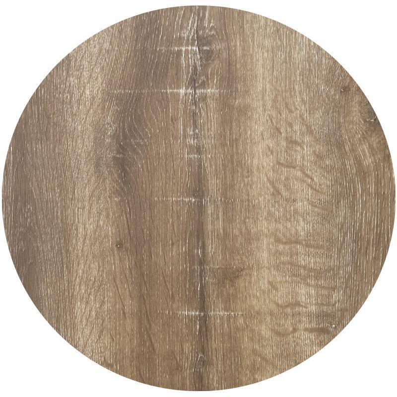 Round oak wood dining table top with natural grain pattern
