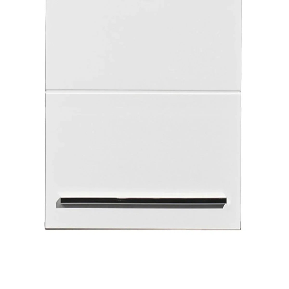 White wall unit cabinet front view with modern flat drawer and integrated handle