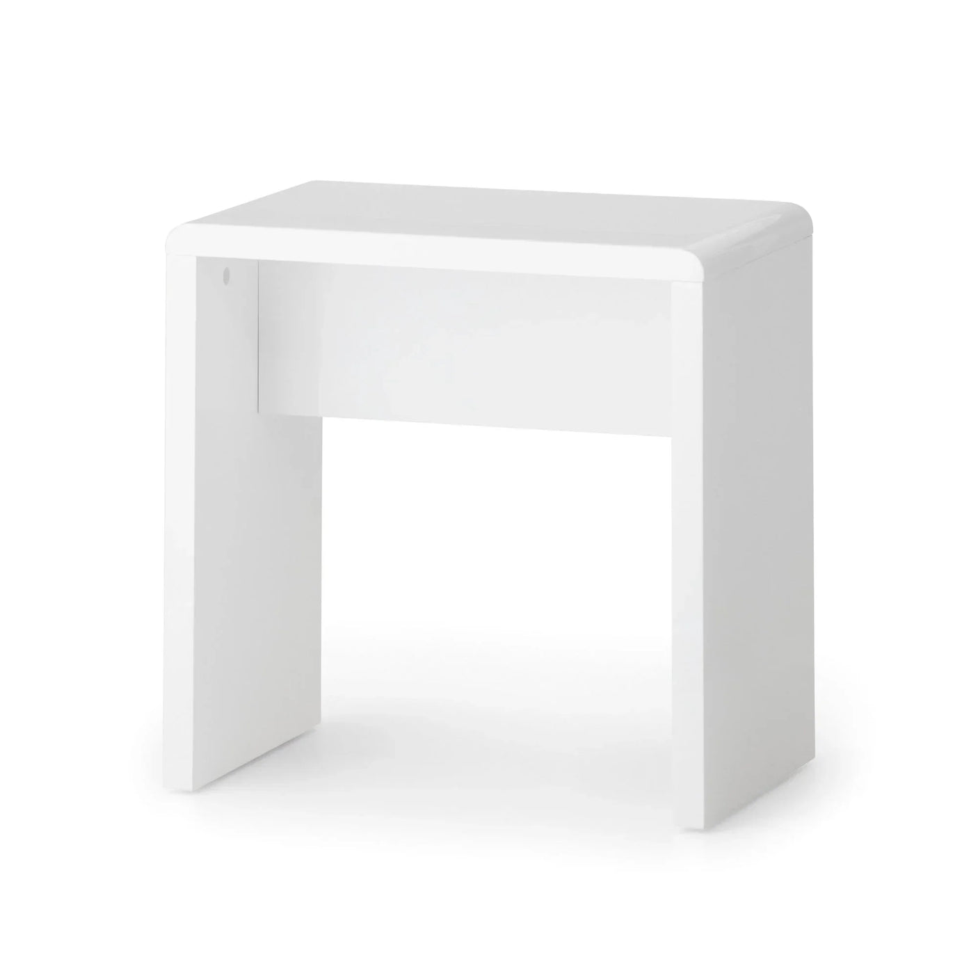 White wooden dressing table stool with minimalist rectangular design