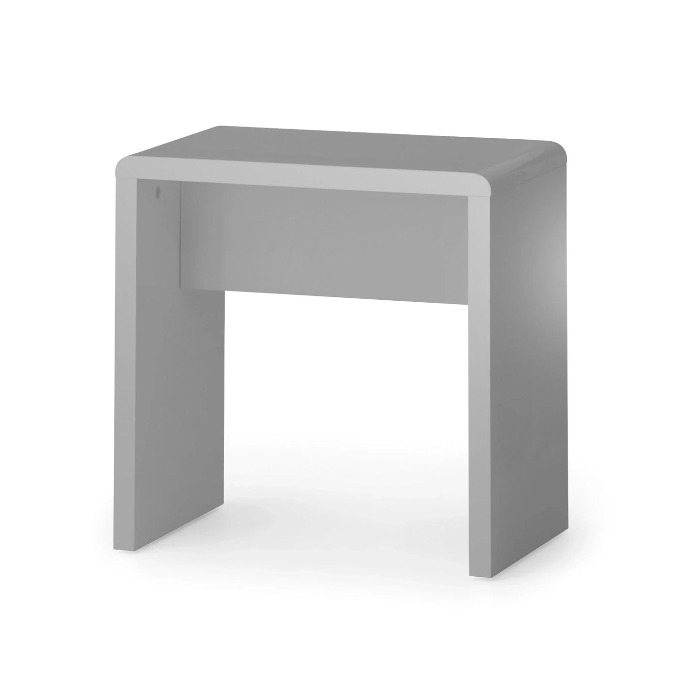 Grey Manhattan dressing stool with rectangular shape and smooth finish