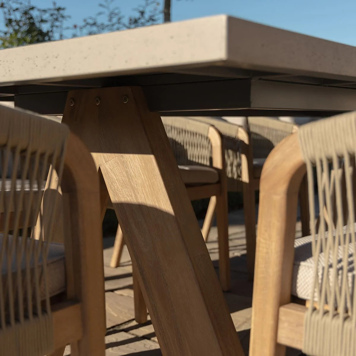 Martinique 8 Seat Rectangular Dining Set With Concrete Top - 230cm