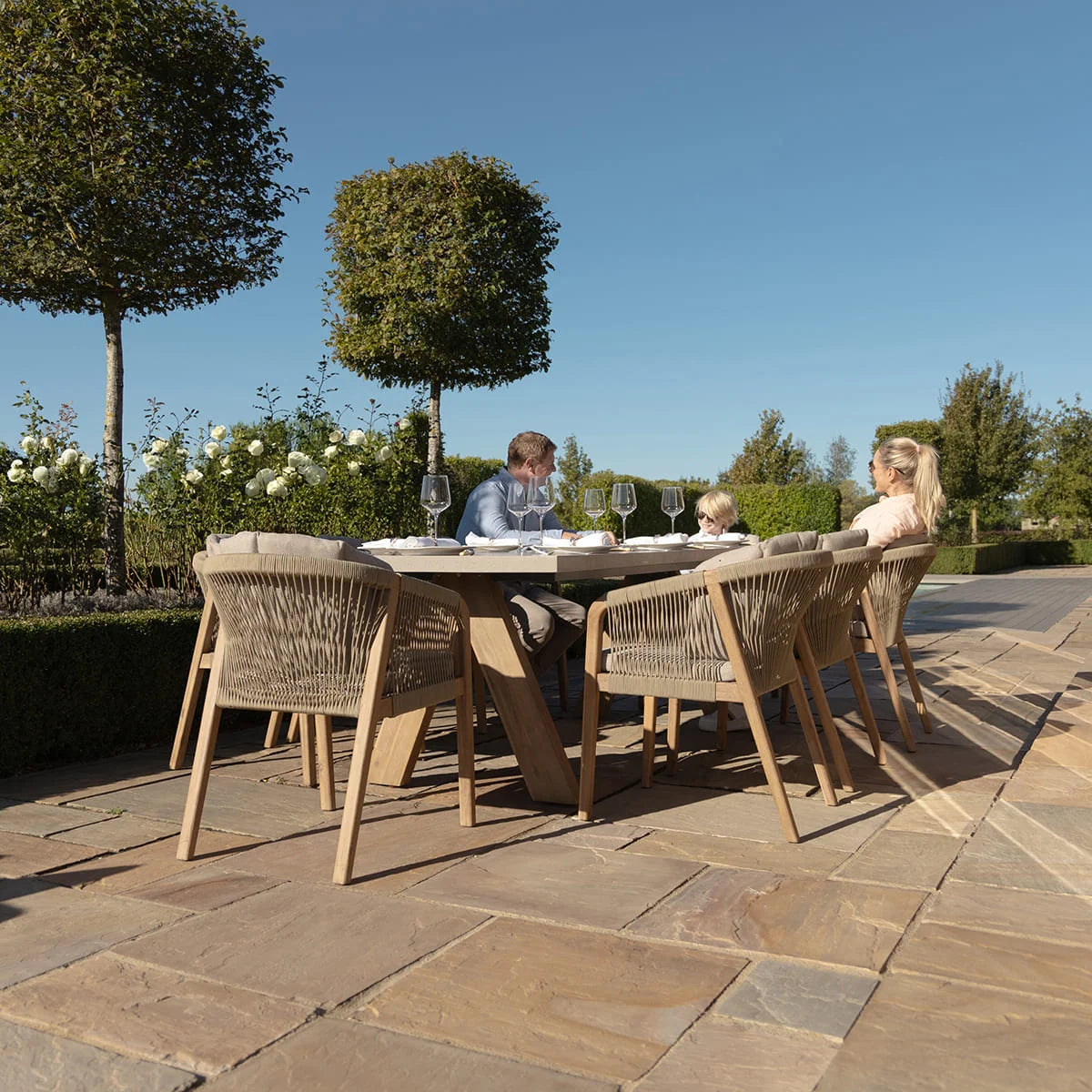 Martinique 8 Seat Rectangular Dining Set With Concrete Top - 230cm