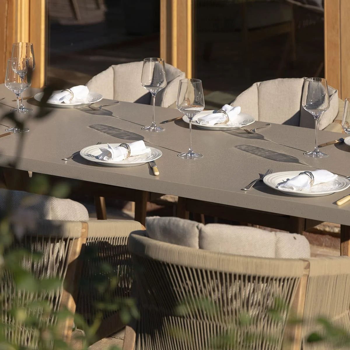 Martinique 8 Seat Rectangular Dining Set With Concrete Top - 230cm