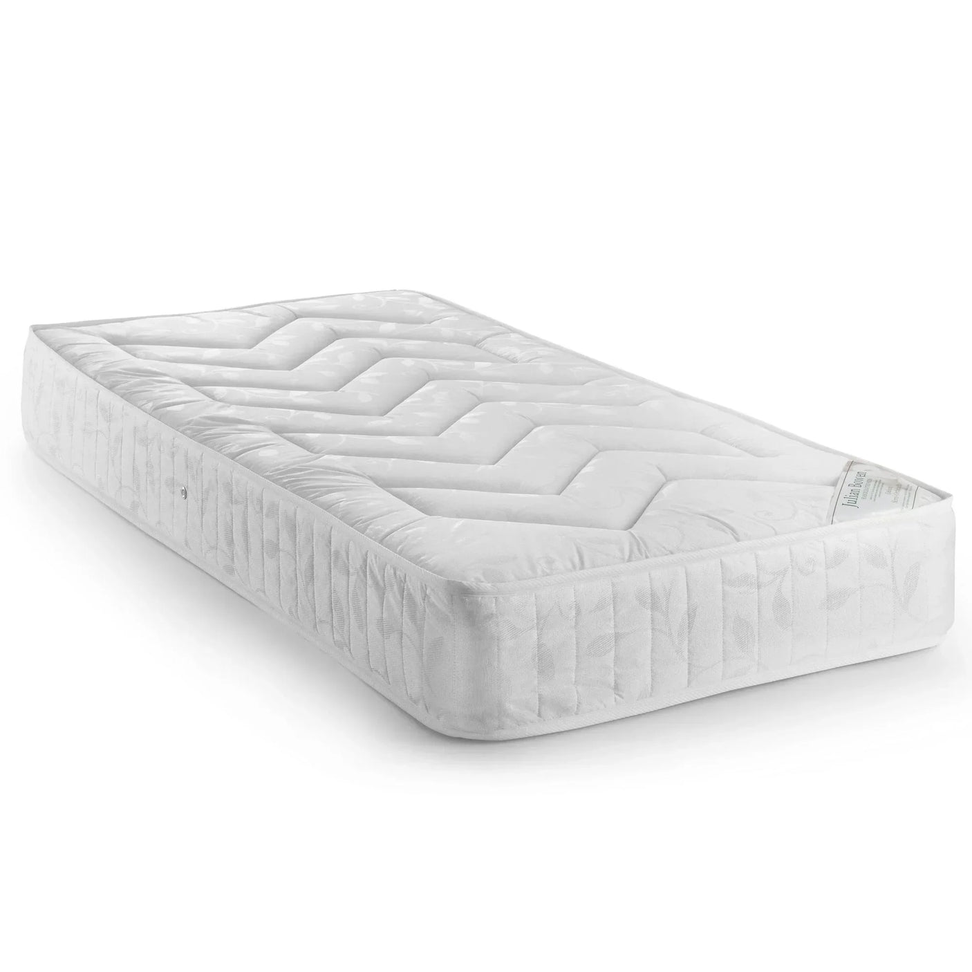 Deluxe semi orthopaedic 90cm mattress with quilted fabric and leaf pattern side panel
