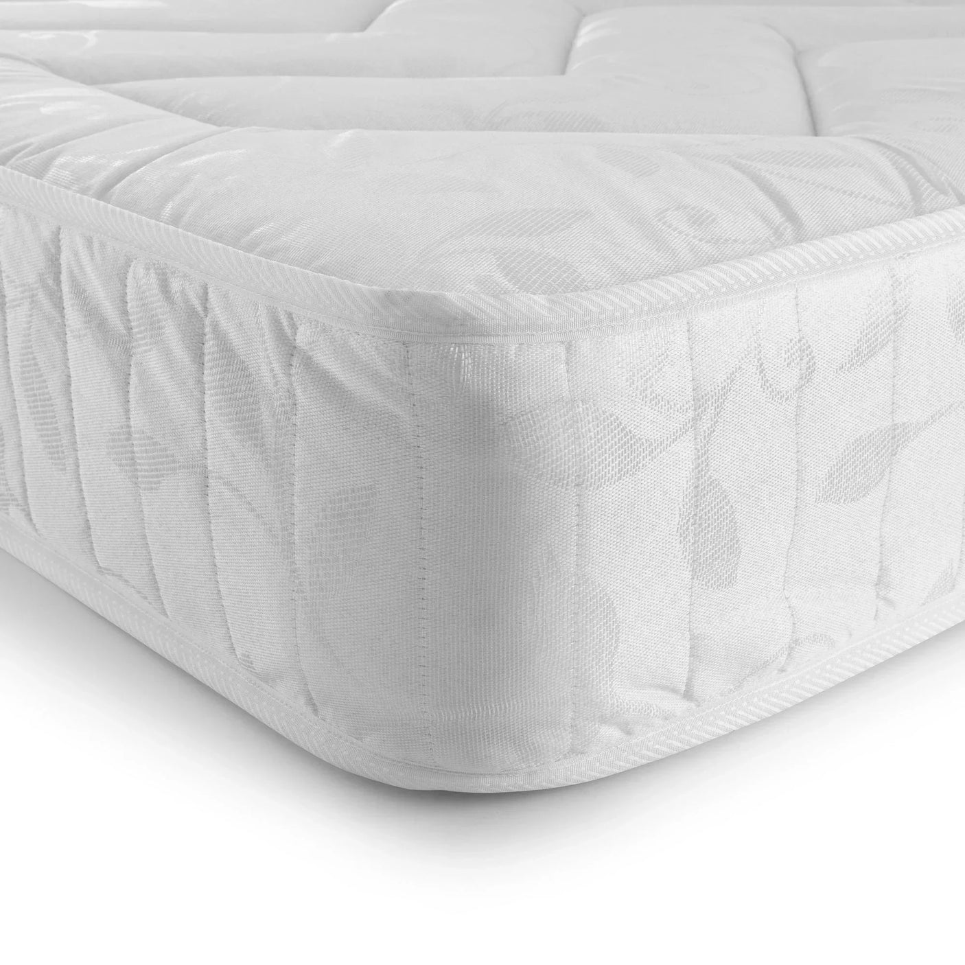 Deluxe semi-orthopaedic mattress 90cm close corner view with stitched fabric detail