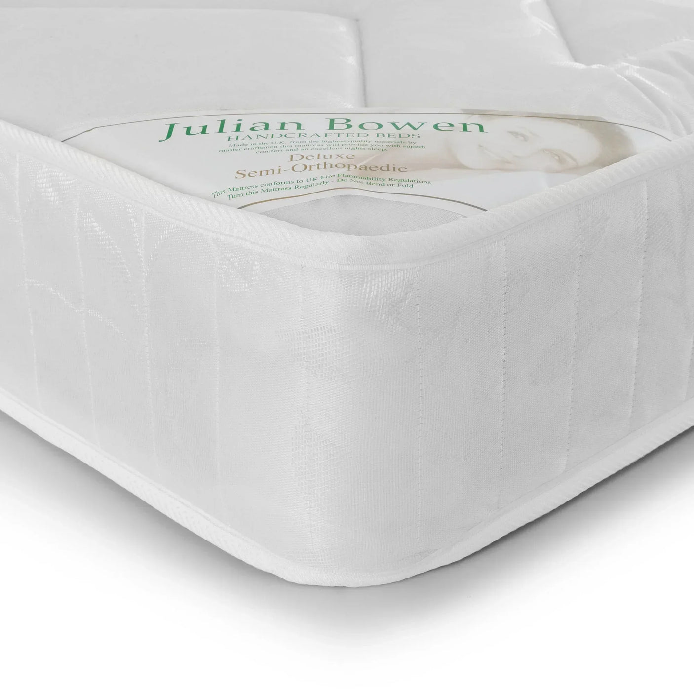 Deluxe semi-orthopaedic 90cm mattress with white quilted fabric and detailed stitching