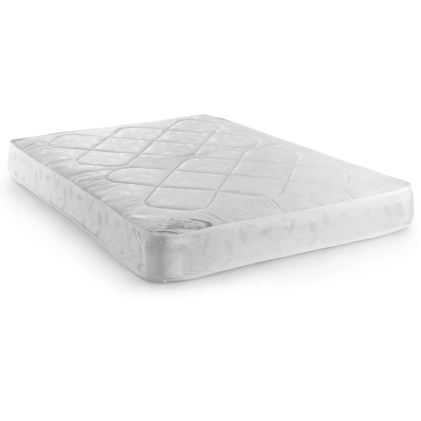 Premier 135cm mattress with quilted top and subtle leaf pattern on white fabric