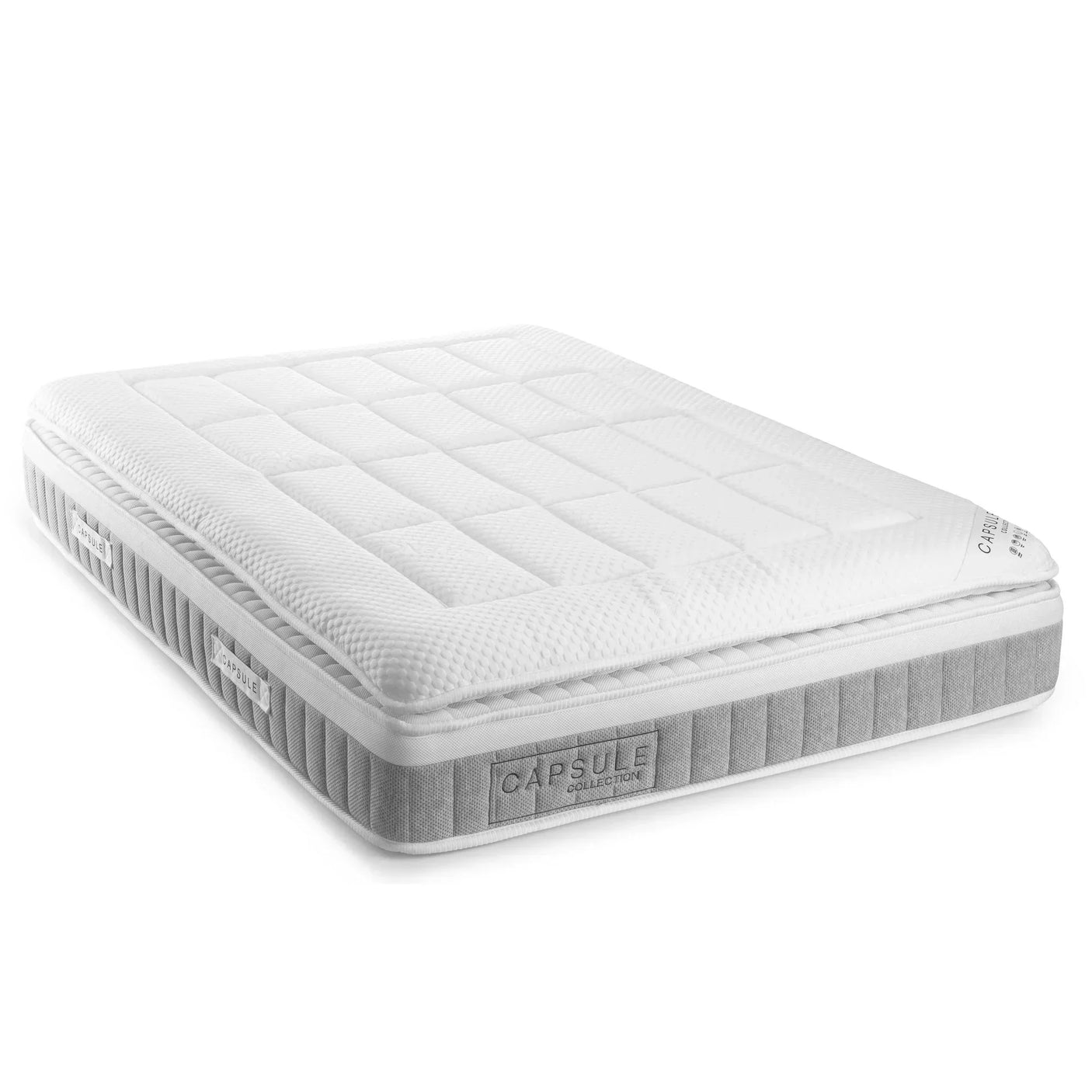 Capsule 3000 pillow top mattress 150cm with quilted white top and grey sides