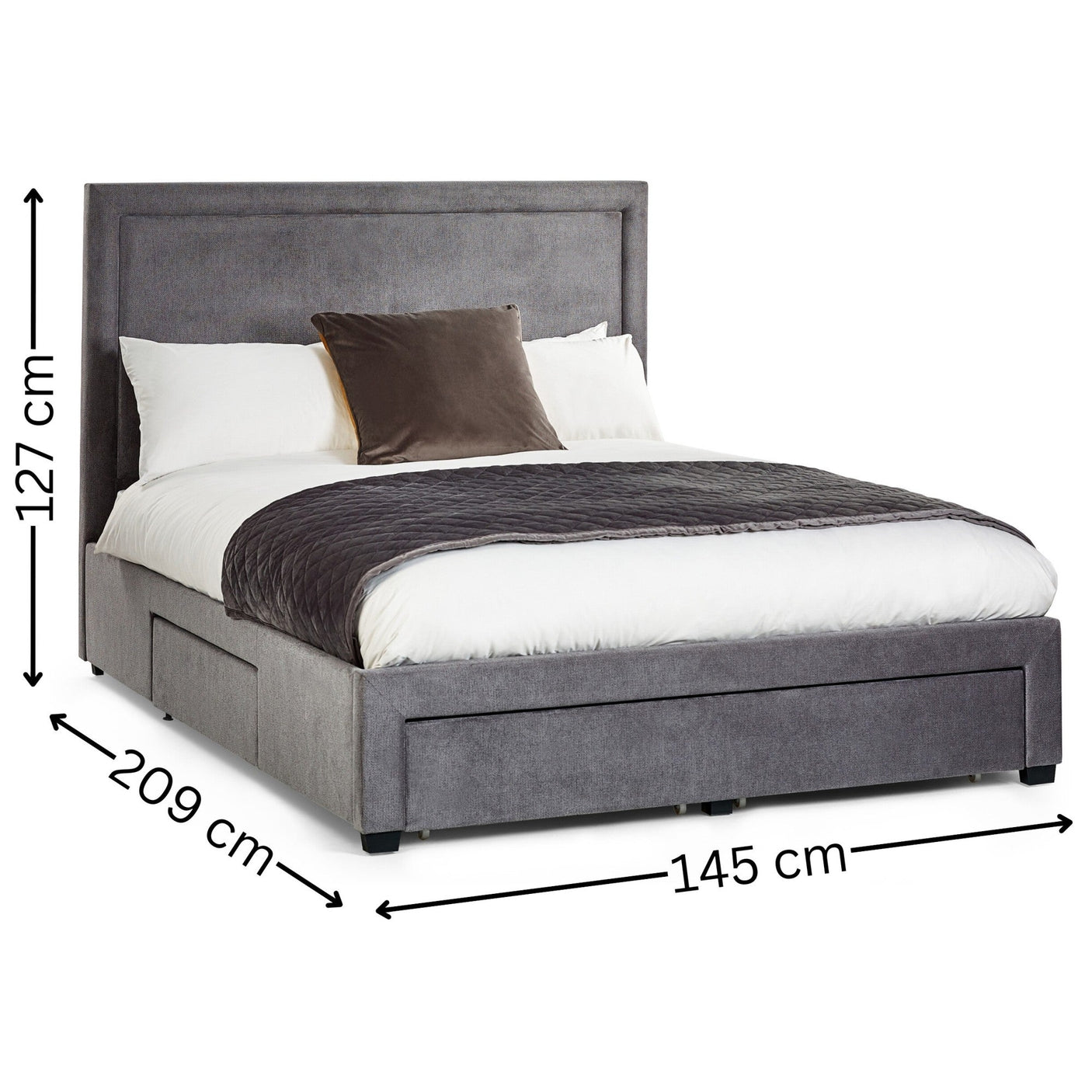 Mayfair 4 Drawer Storage Bed - Grey / Double - MAY001