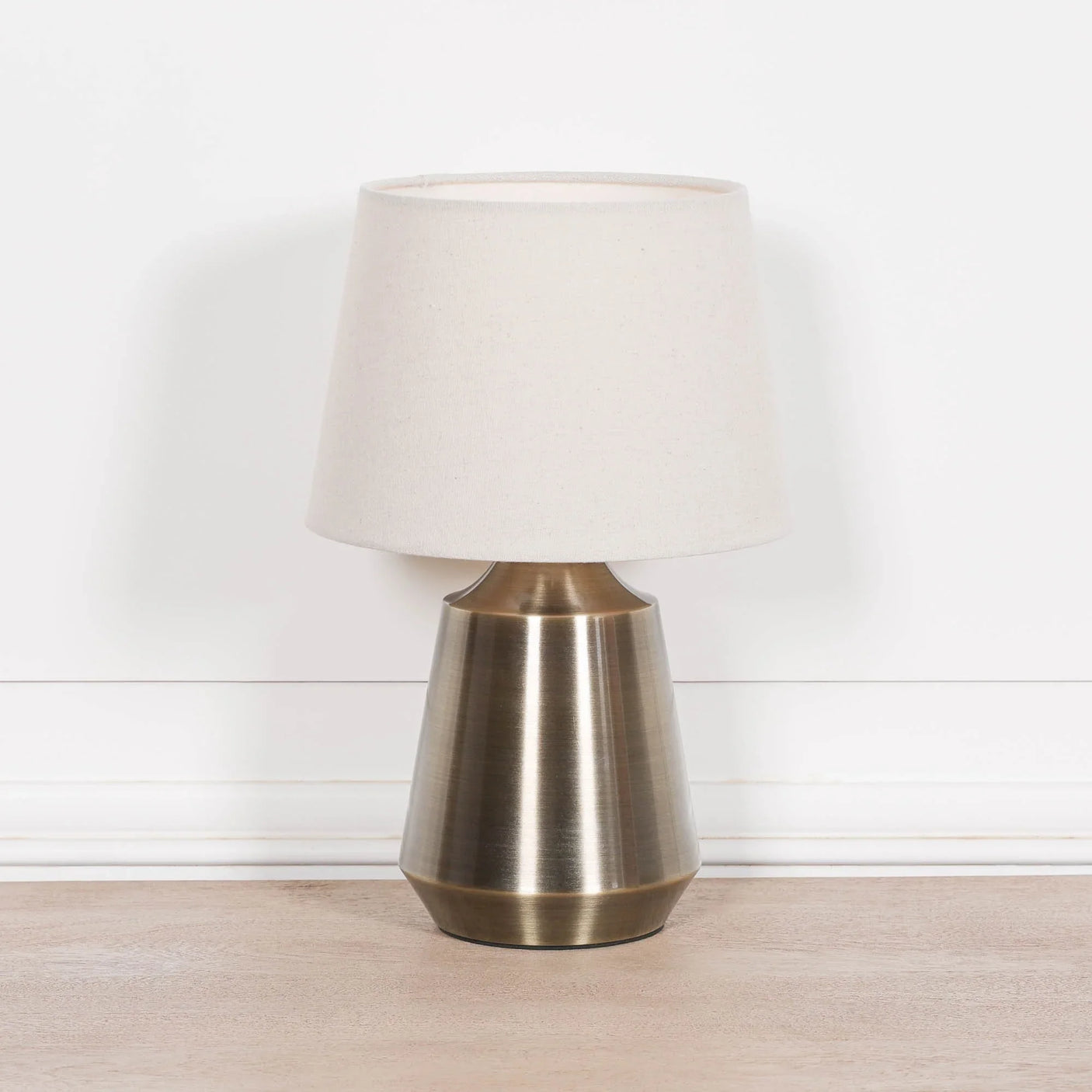 Satin Brass Metal 35cm Bedside Table Lamp with Shade