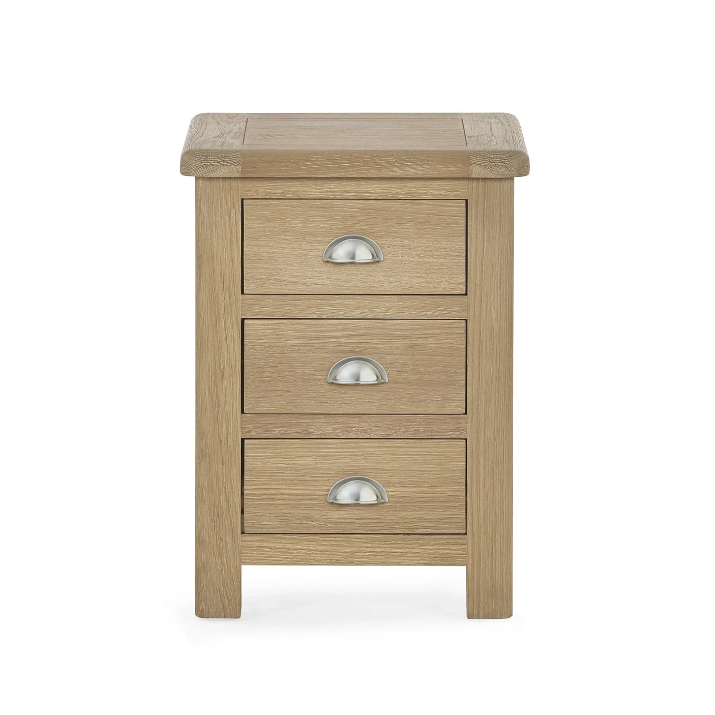 Memphis Limed Oak 3 Drawer Bedside - Light Brown - MEM003