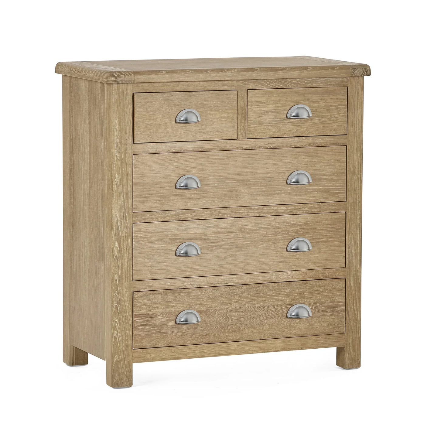 Memphis Limed Oak 3 + 2 Drawer Chest - Light Brown - MEM005