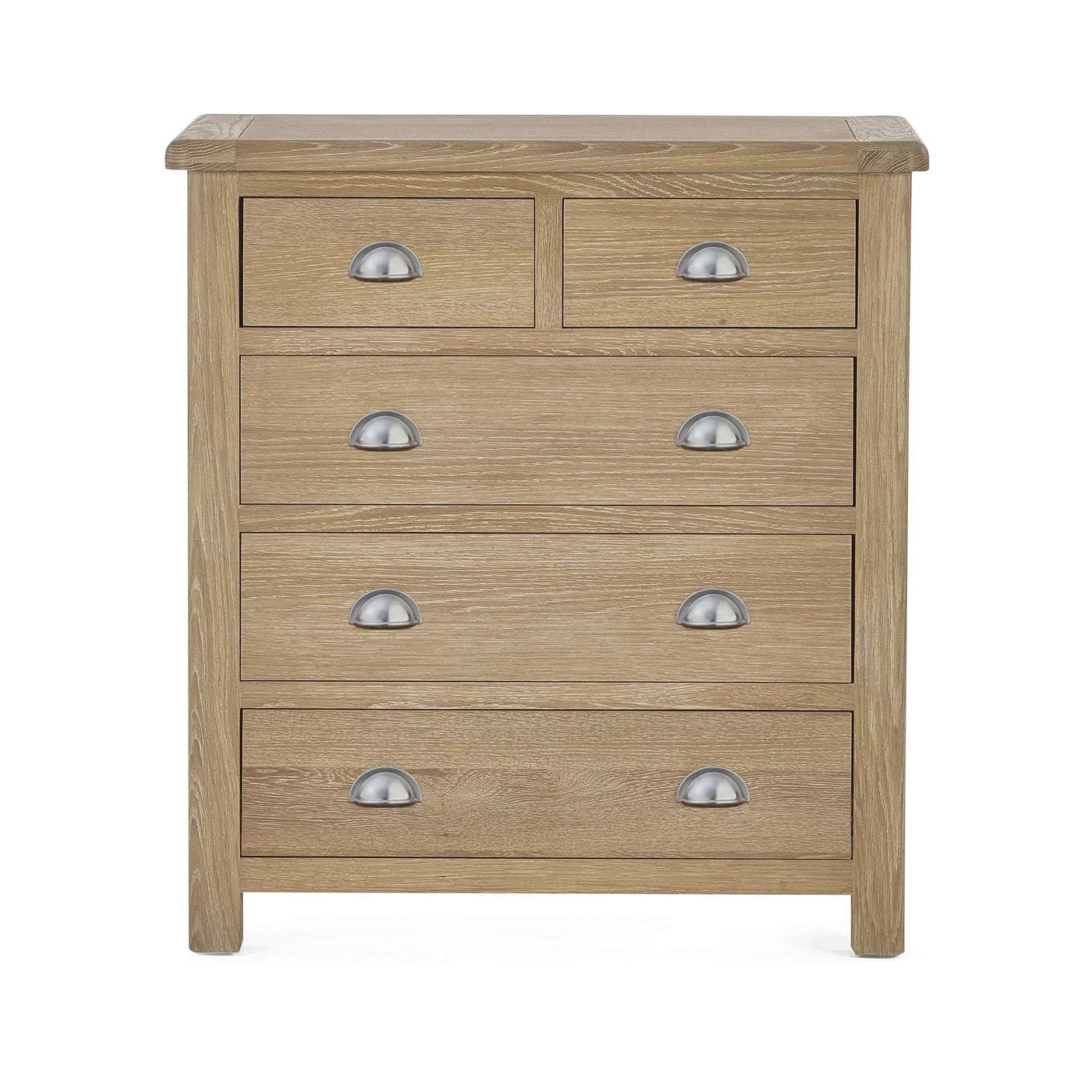 Memphis Limed Oak 3 + 2 Drawer Chest - Light Brown - MEM005