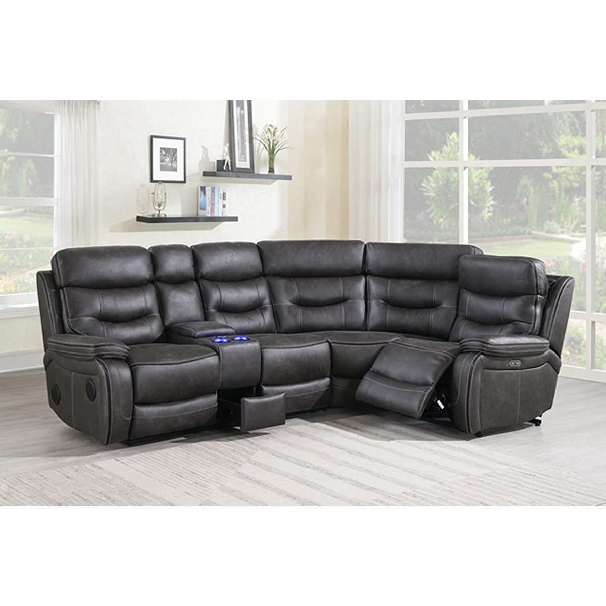 Noah Tech Raf Sectional* - Grey 2-C-1&Console