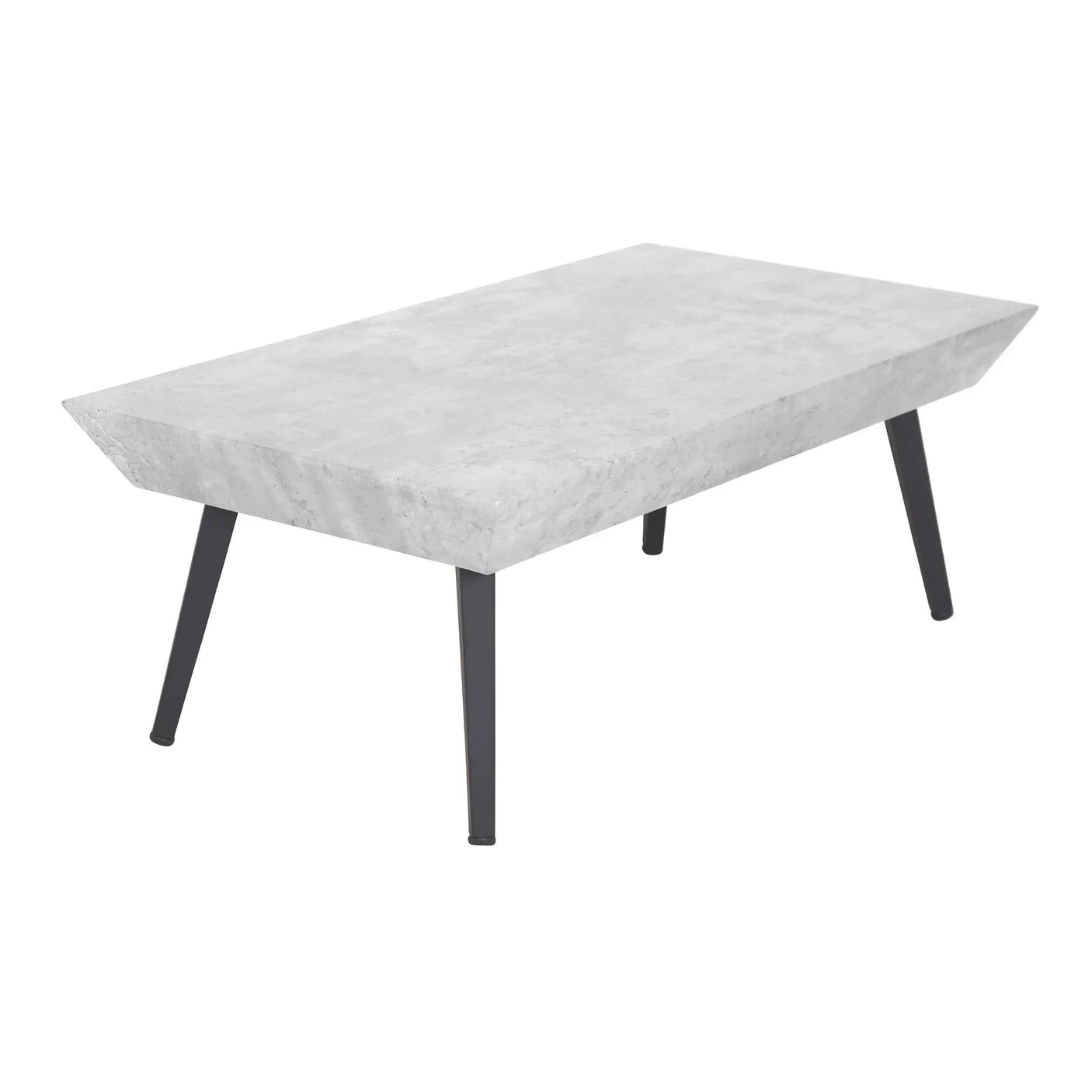 Rectangular concrete effect coffee table with angled black metal legs
