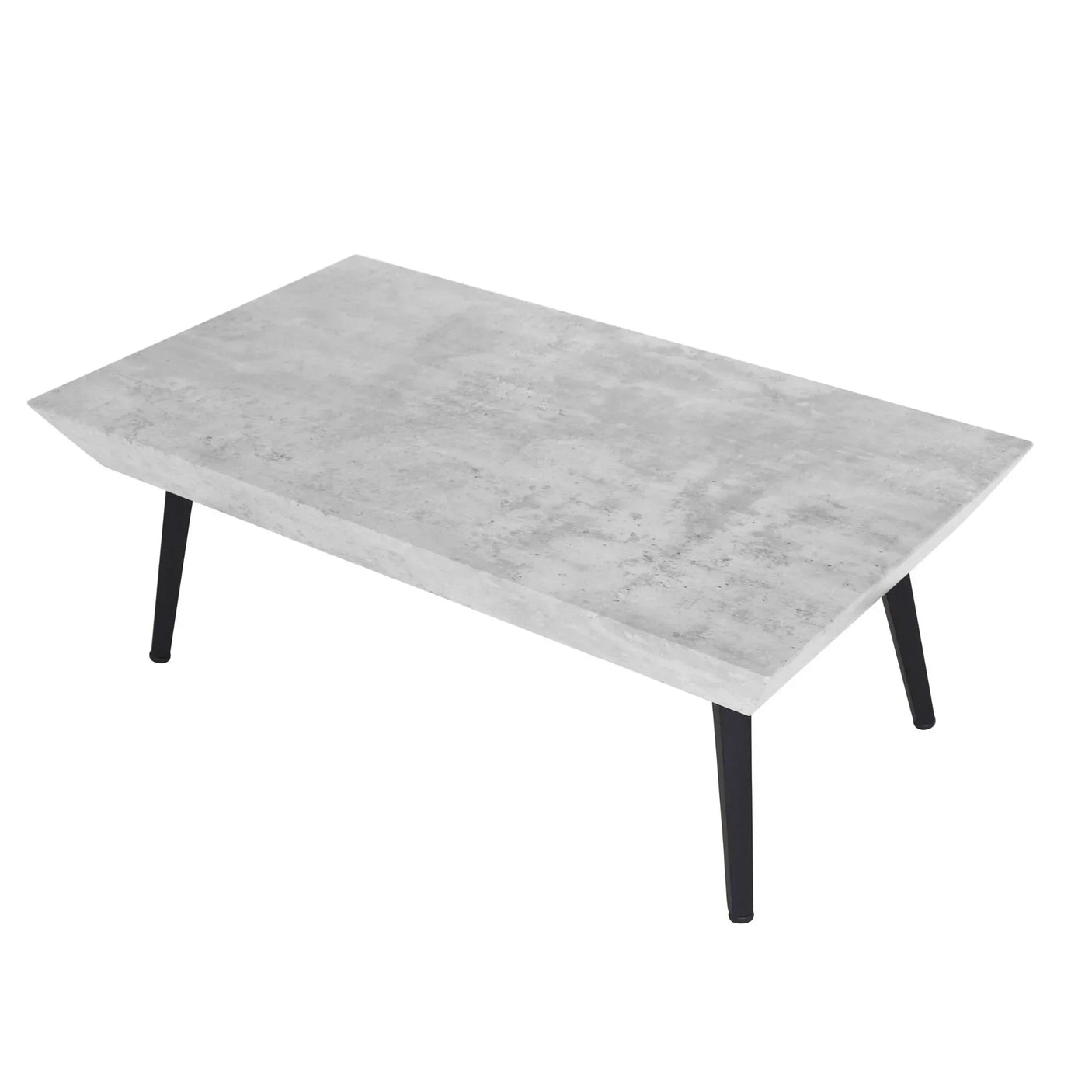 Rectangular concrete effect coffee table with black angled legs