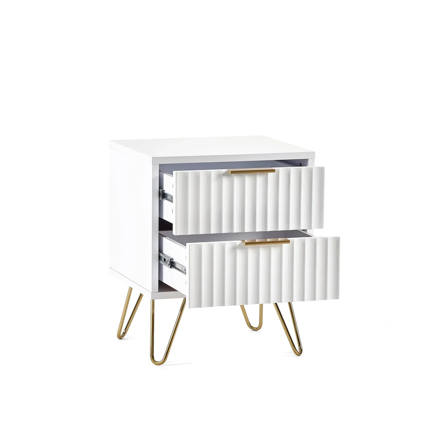 Murano 2 Drawer Bedside - White - MUR001