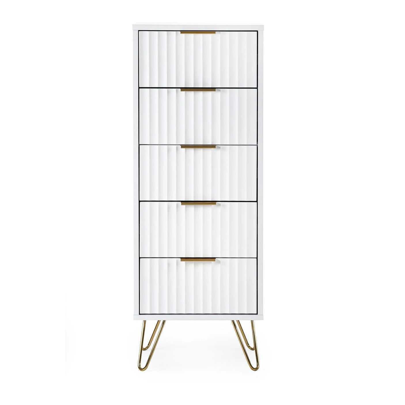 Murano 5 Drawer Tallboy - White - MUR003