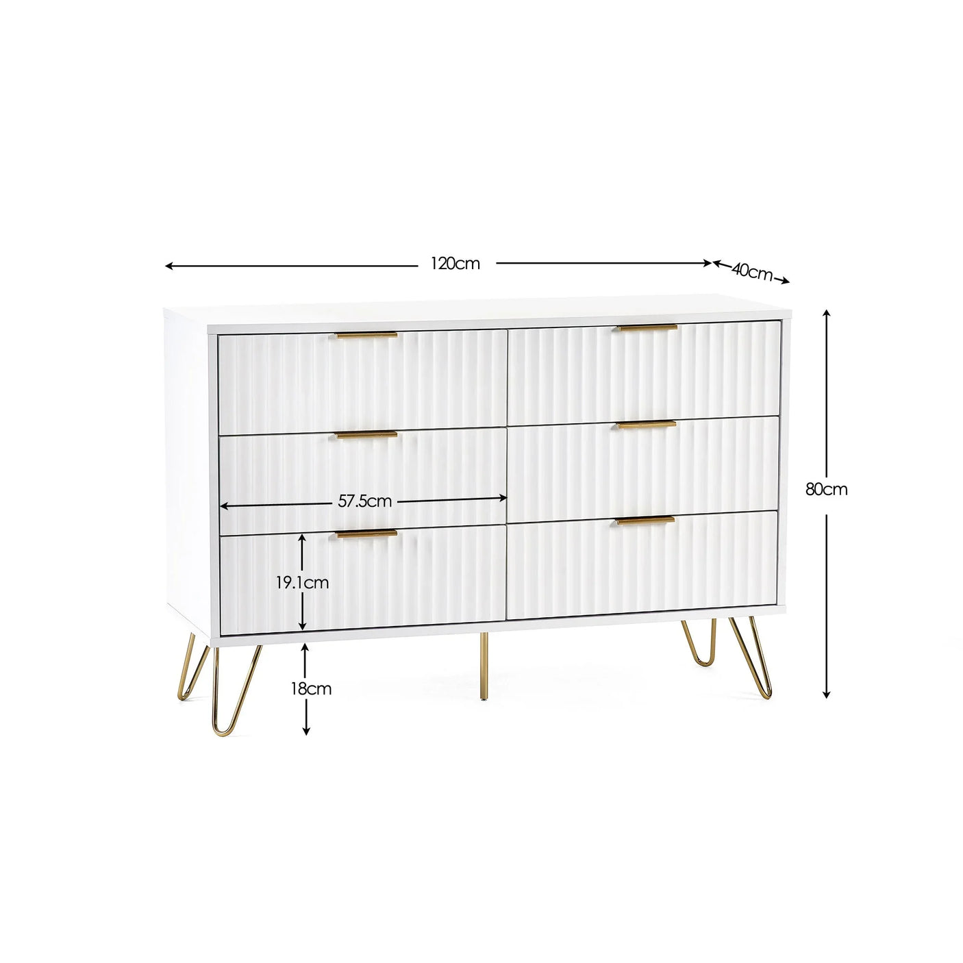 Murano 6 Drawer Chest - White - MUR005