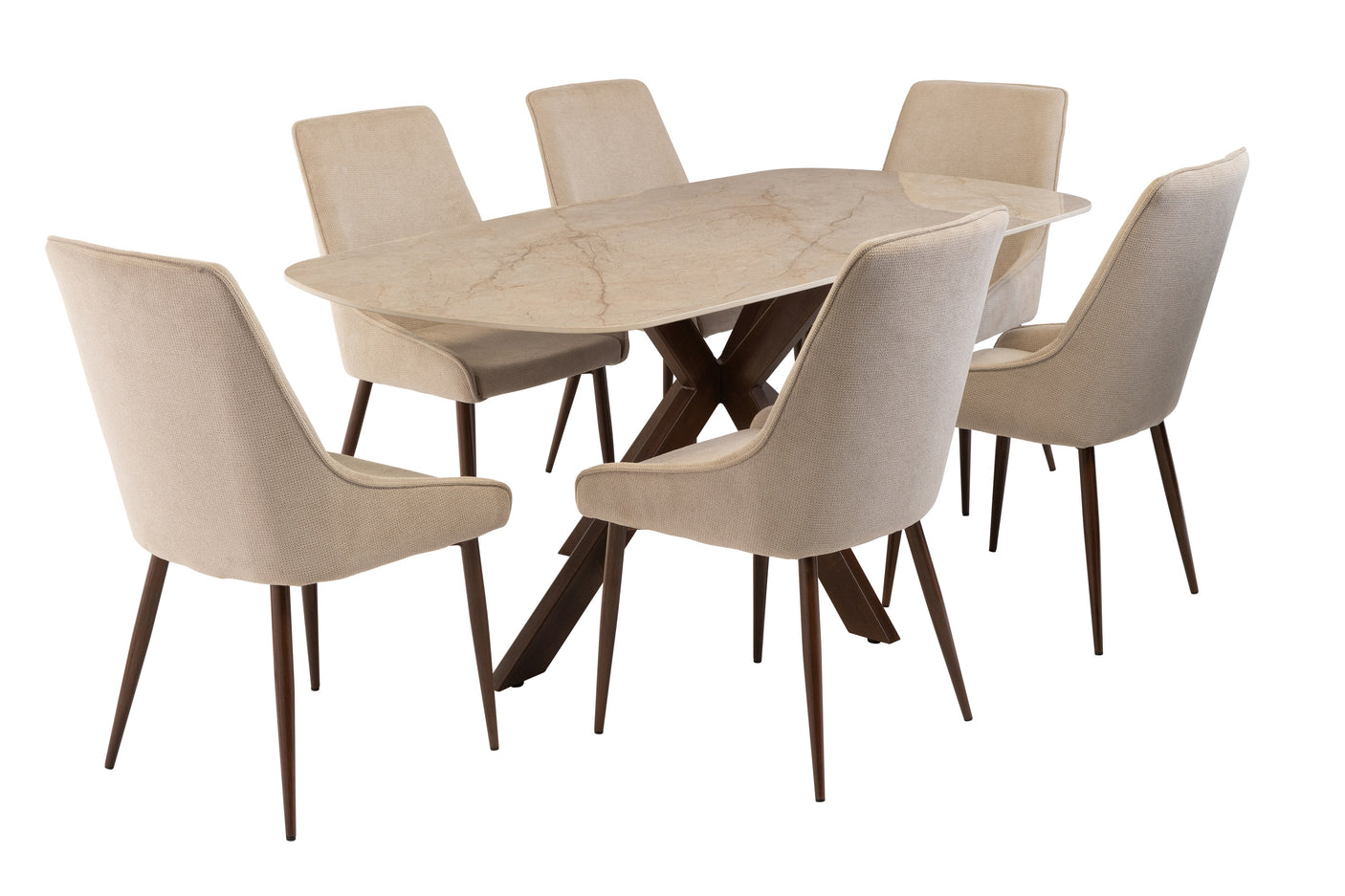 Mocha Fabric Dining Chair with Wenge Legs Elegant Dining Furniture
