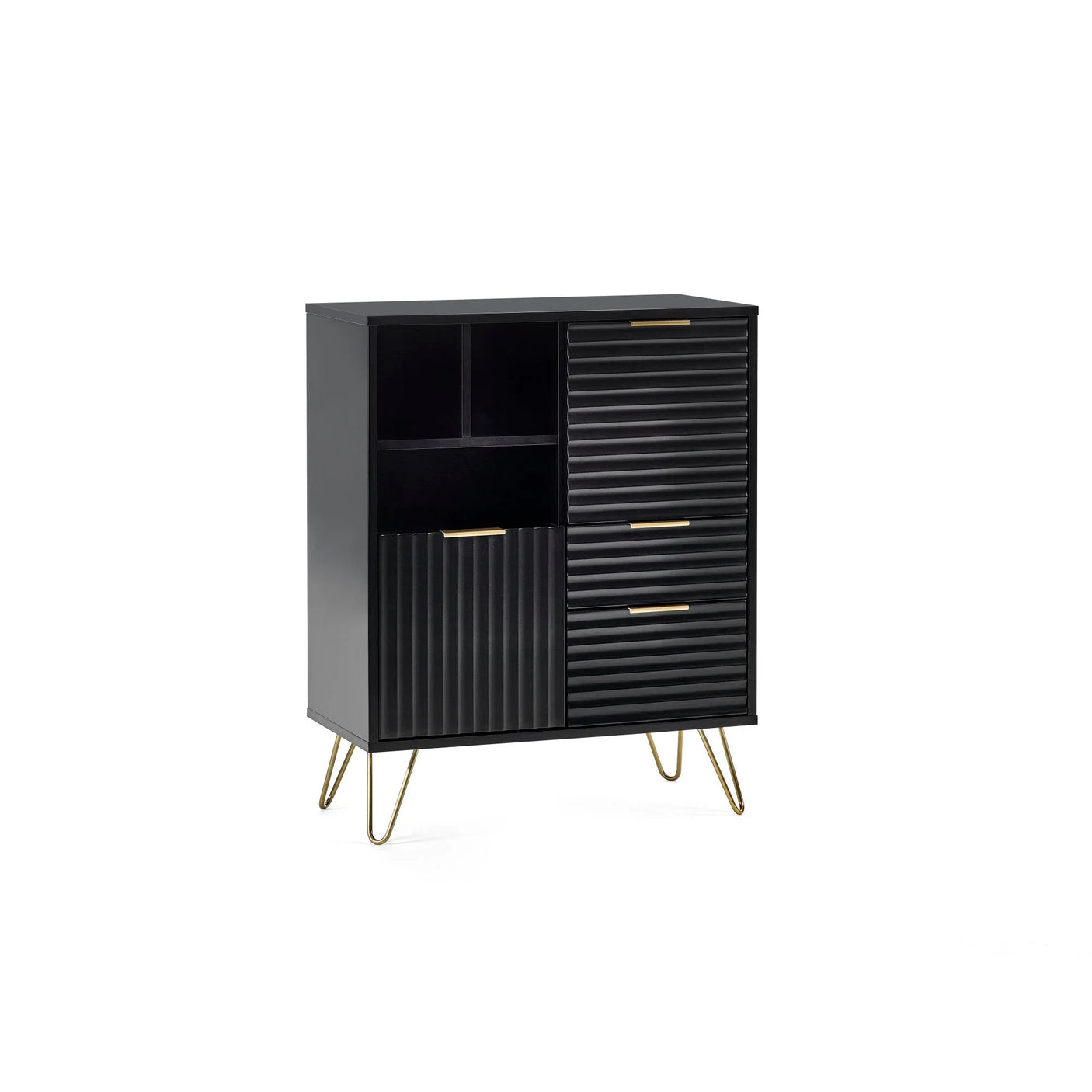 Murano 2 Door 2 Drawer Sideboard - Black - MUR105