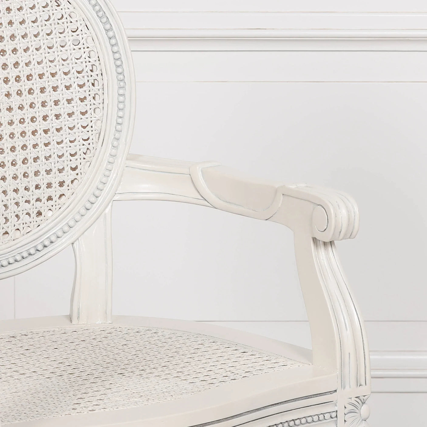 Off White Chateau Rattan Dining / Bedroom Arm Chair