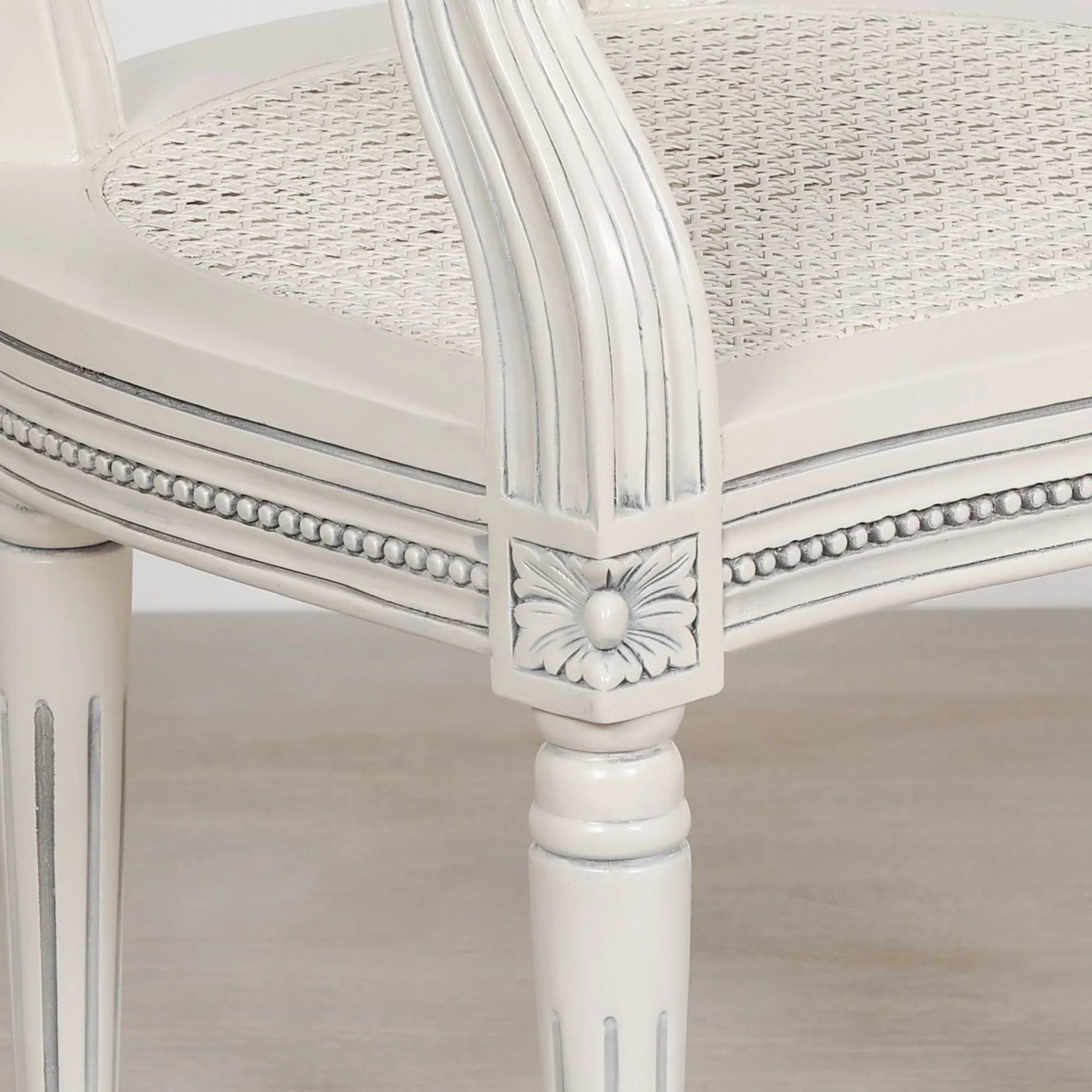 Off White Chateau Rattan Dining / Bedroom Arm Chair