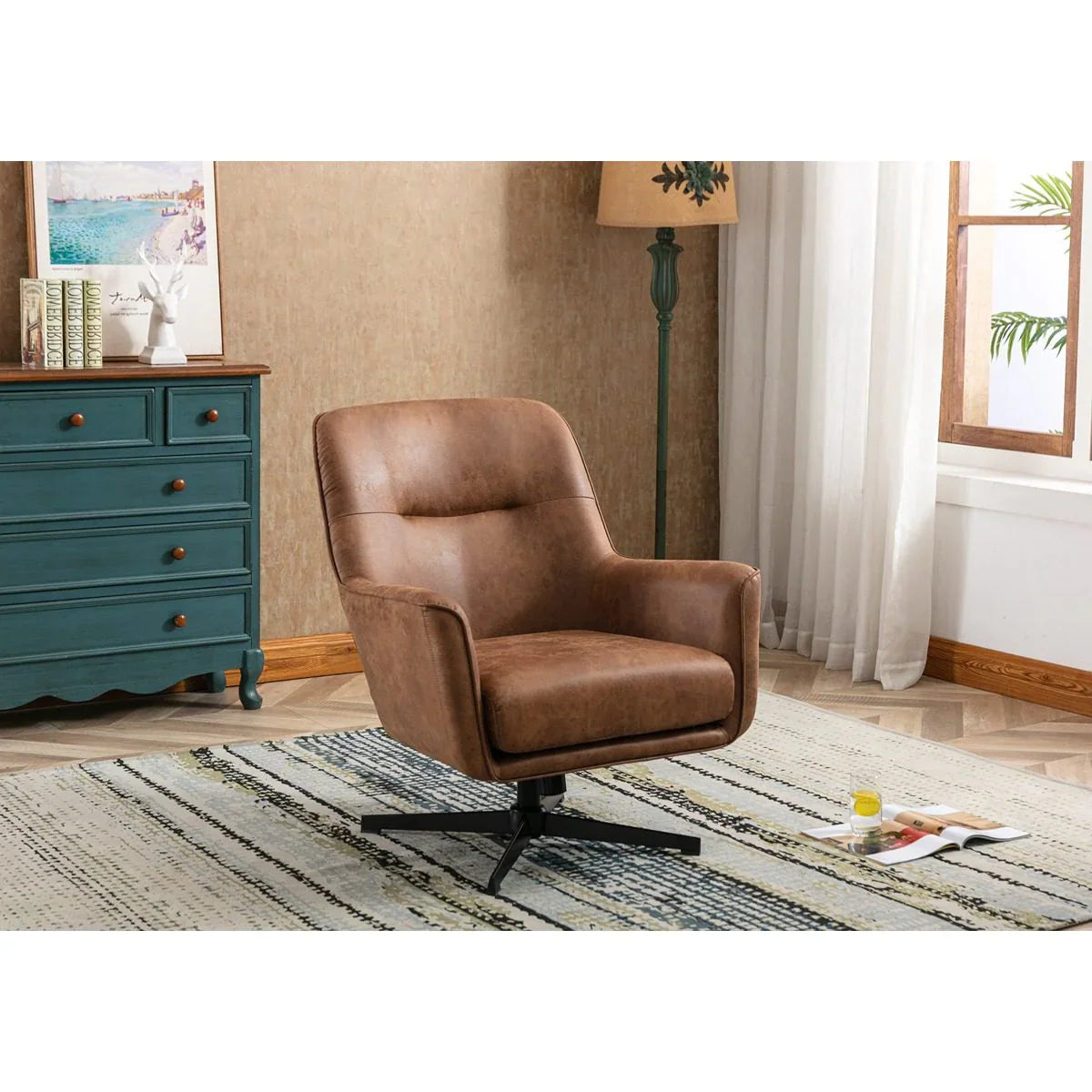 Felicia Swivel Chair Saddle Tan