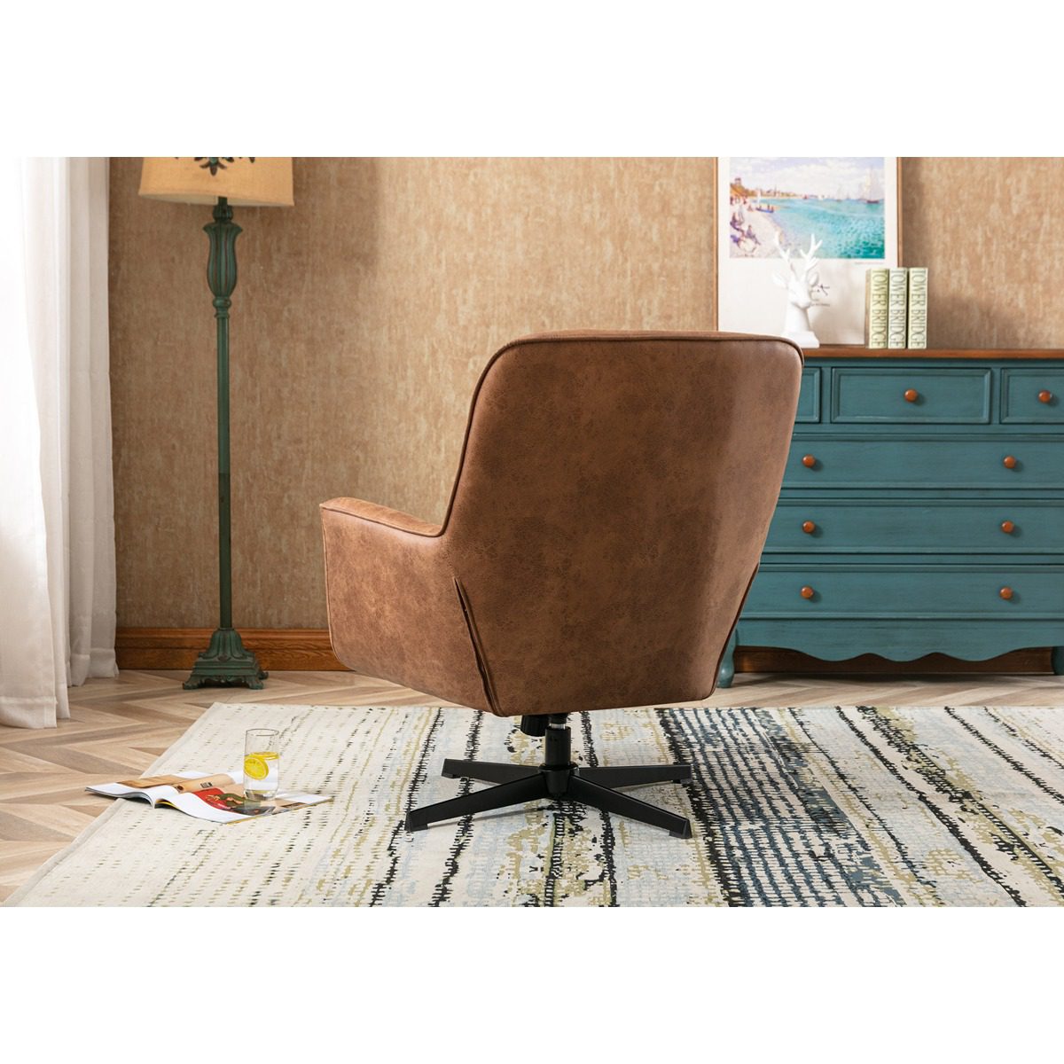 Felicia Swivel Chair Saddle Tan