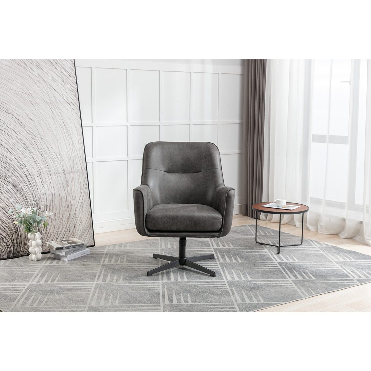 Felicia Swivel Chair Charcoal