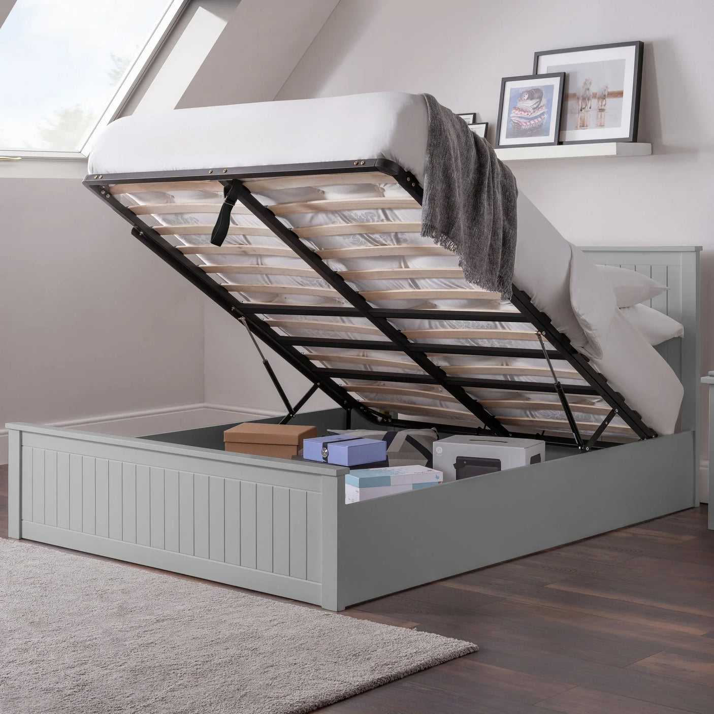 Maine Ottoman Bed - Grey / Double - MAI017