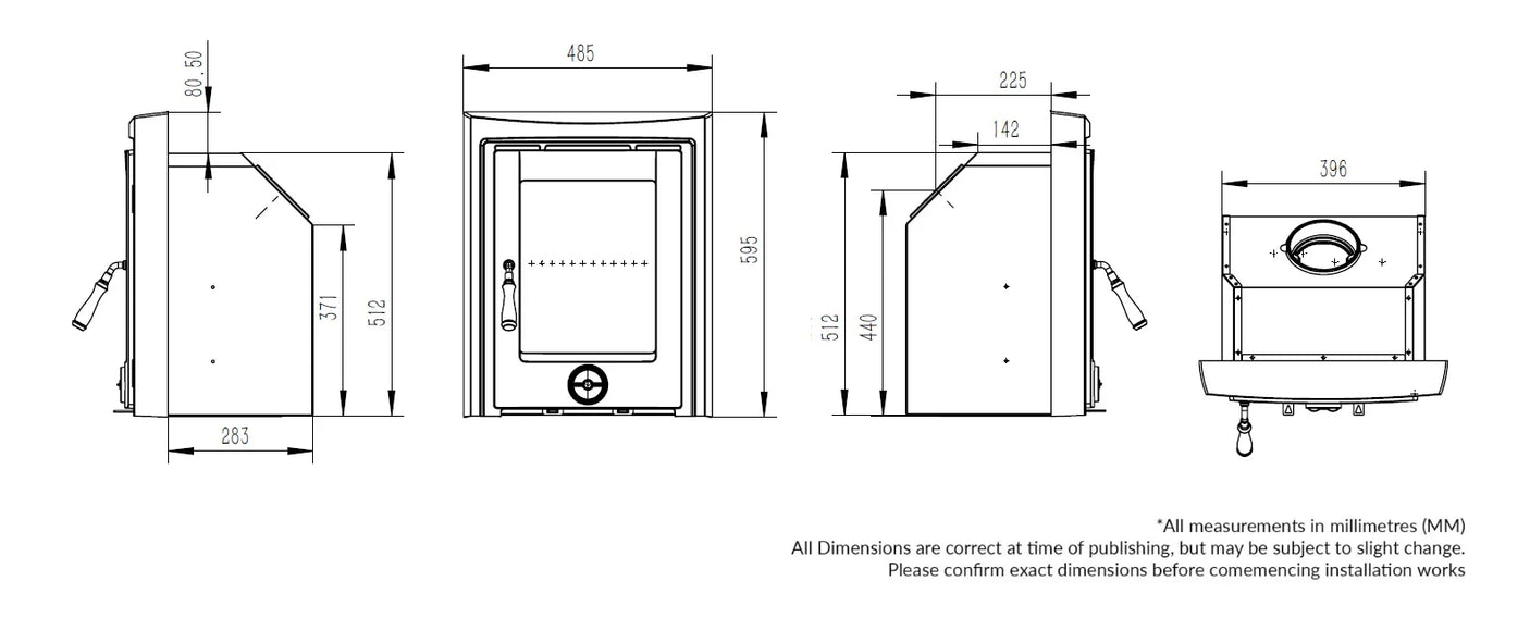 Muckross 4.6kW Multi Fuel (Eco) - Technical Drawing